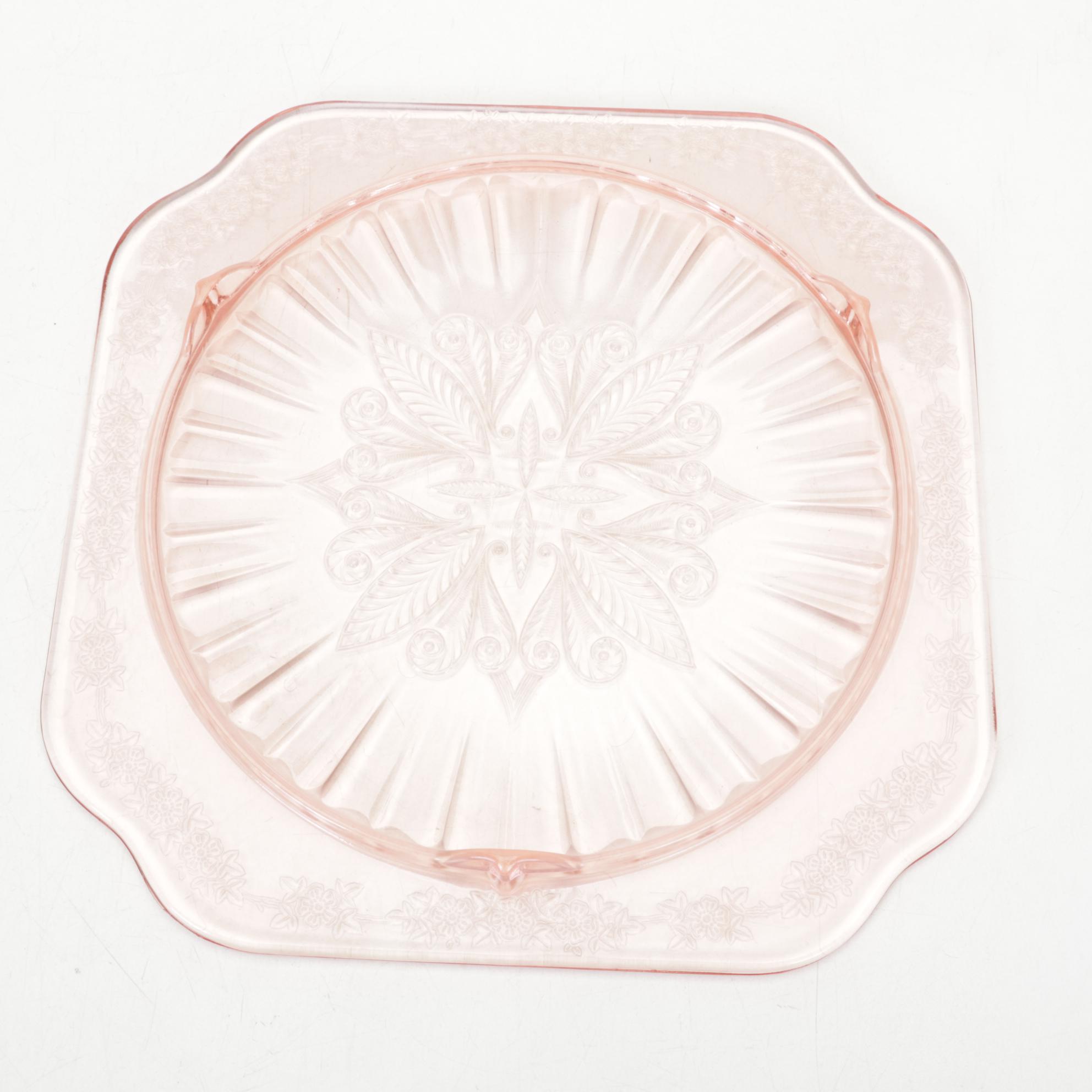 Hazel Atlas "Colonial Block" Cream and Sugar  and Other Pink Depression Glass