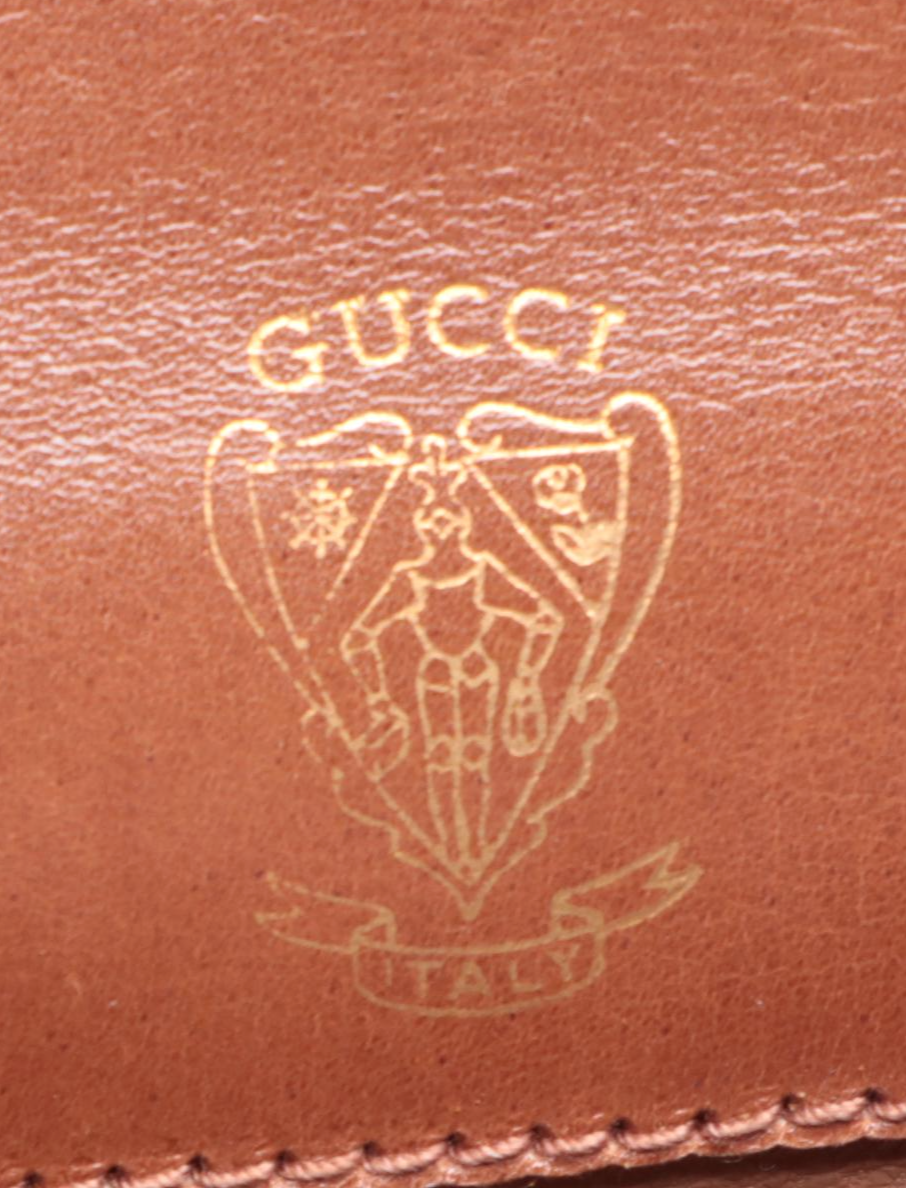 Gucci Flap Front Handbag in Brown Leather