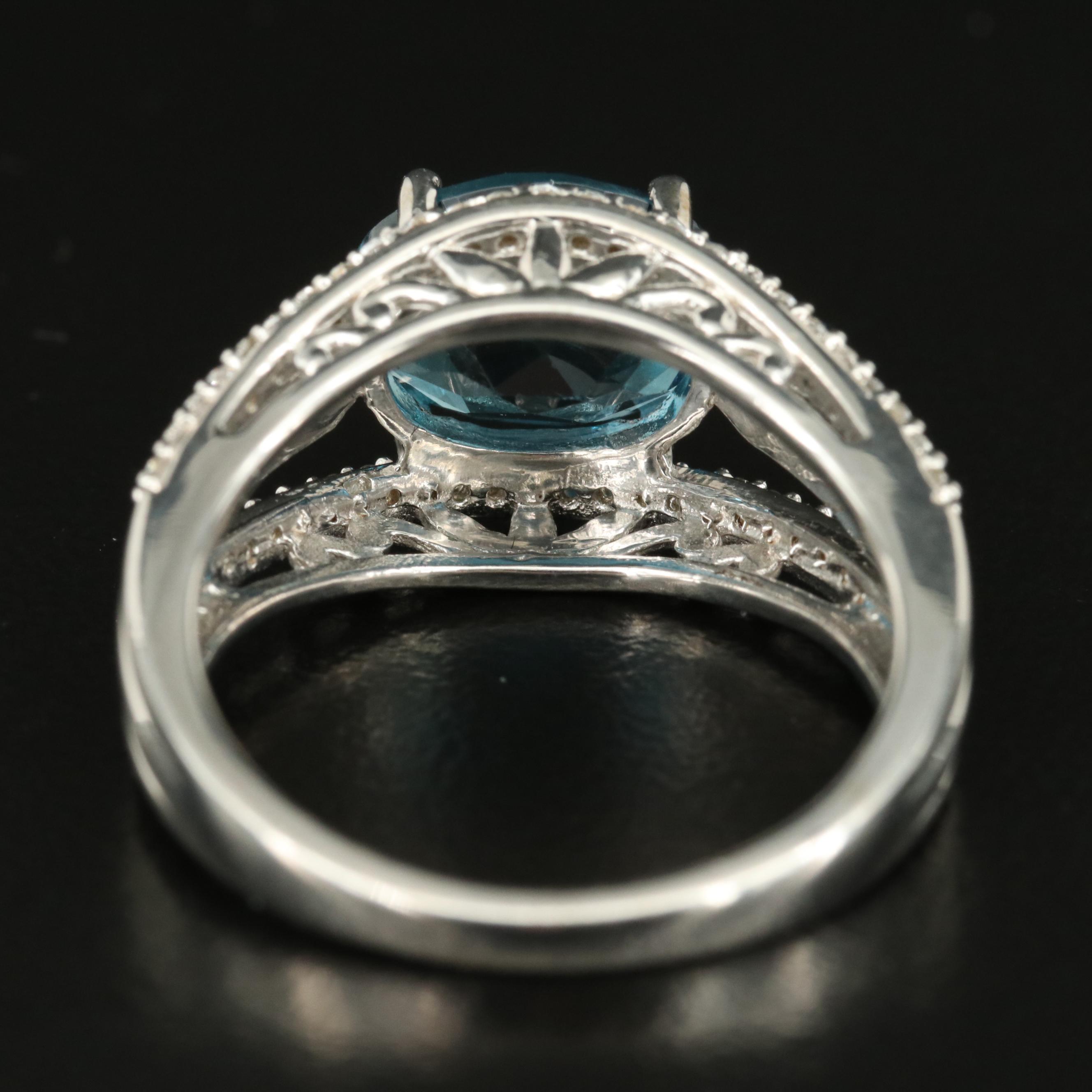 Sterling London Blue Topaz and White Sapphire Ring