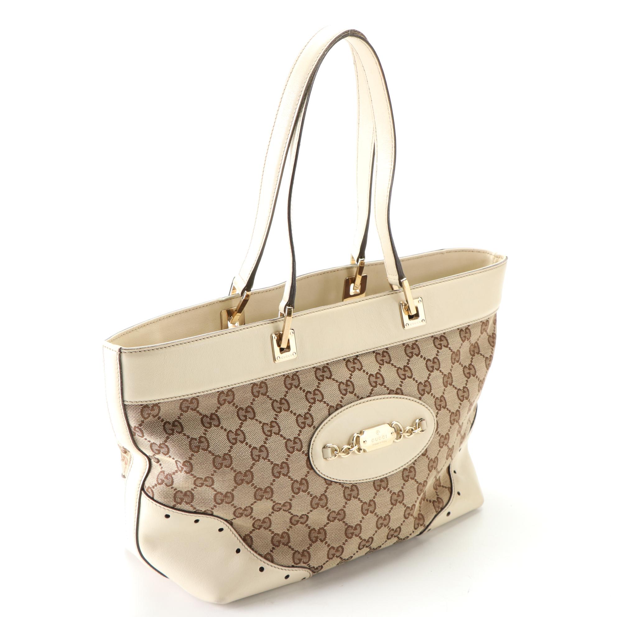 Gucci Punch Tote in GG Canvas and Leather