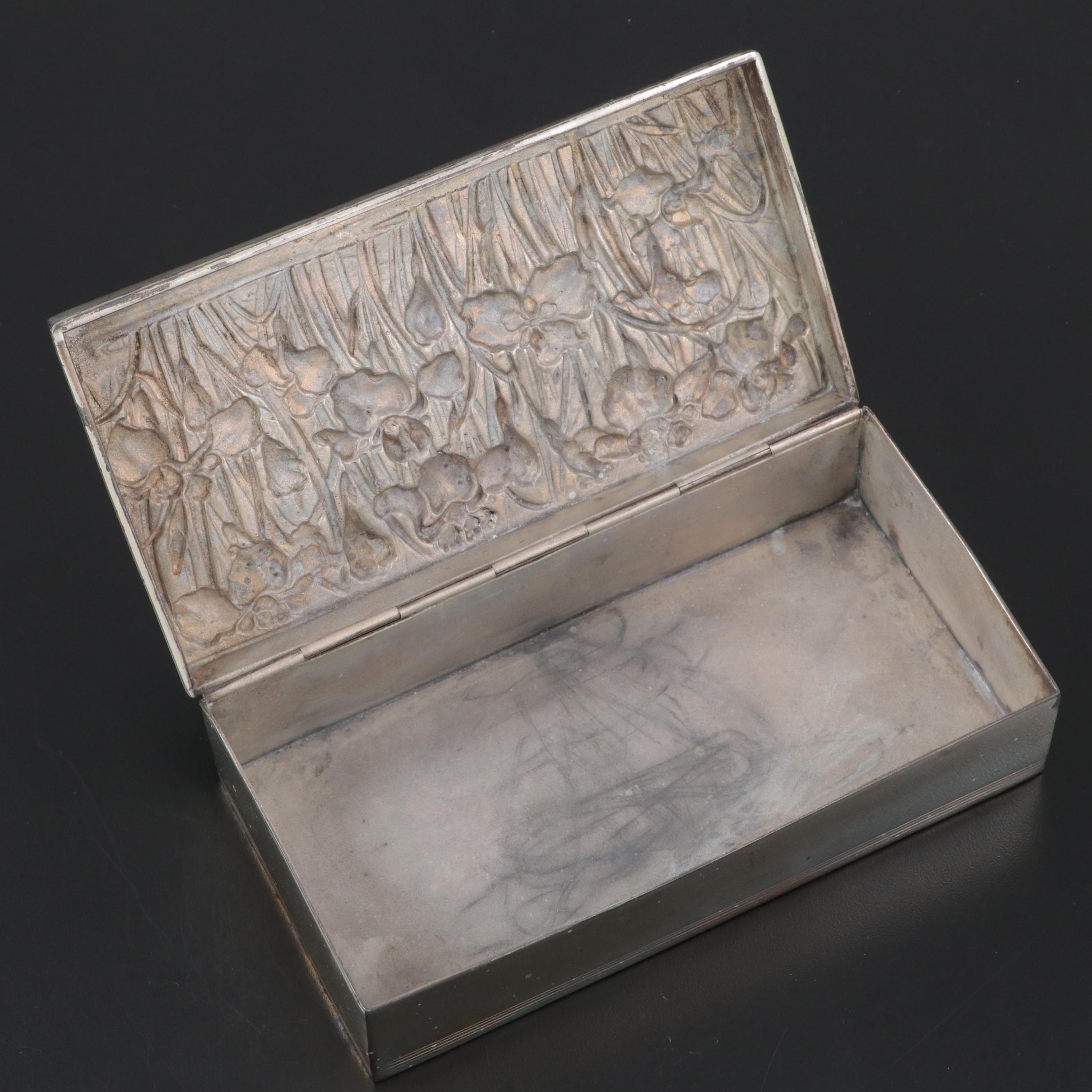 Forbes Silver Co. Art Nouveau Water Iris Motif Silver Plate Box