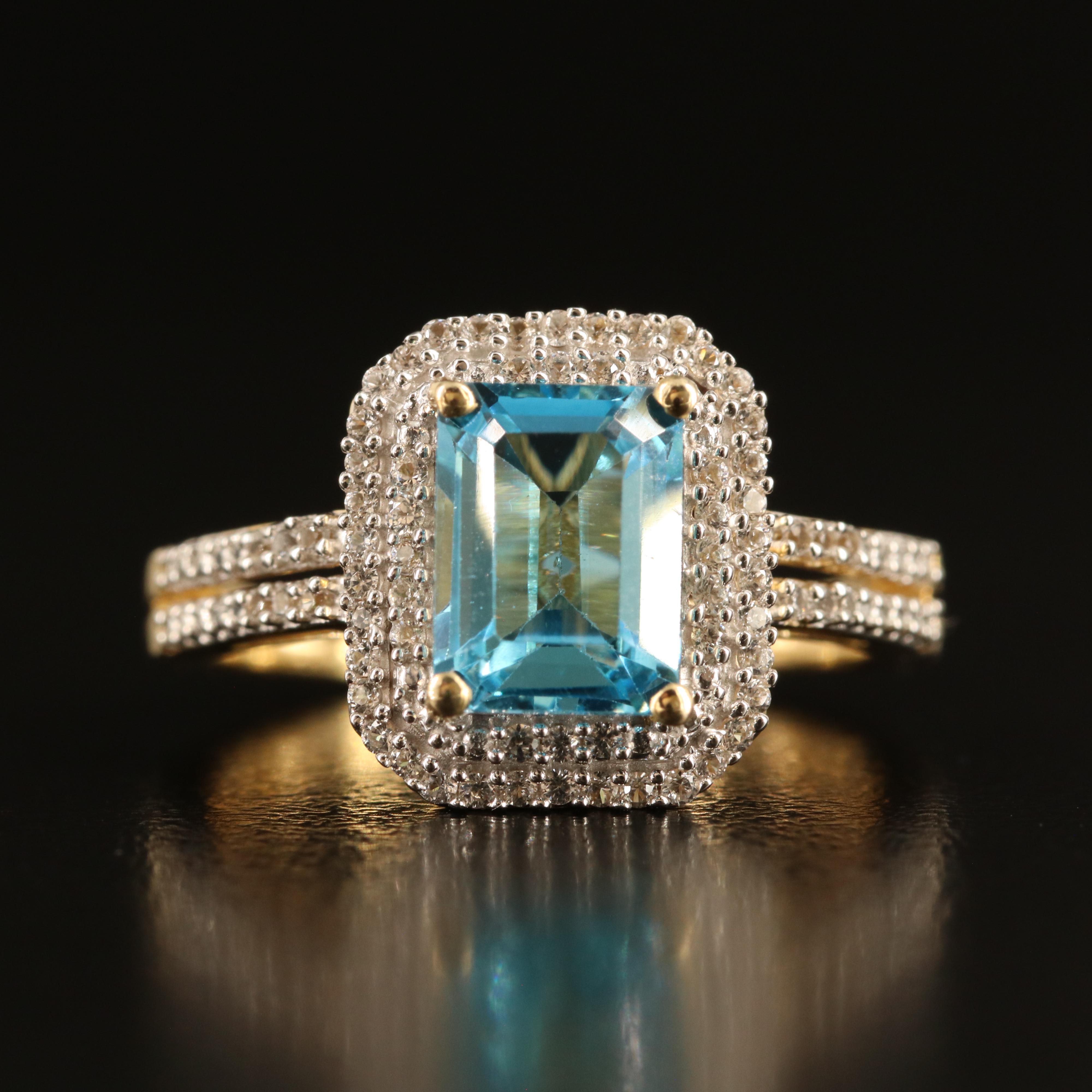 Sterling Topaz and White Sapphire Ring