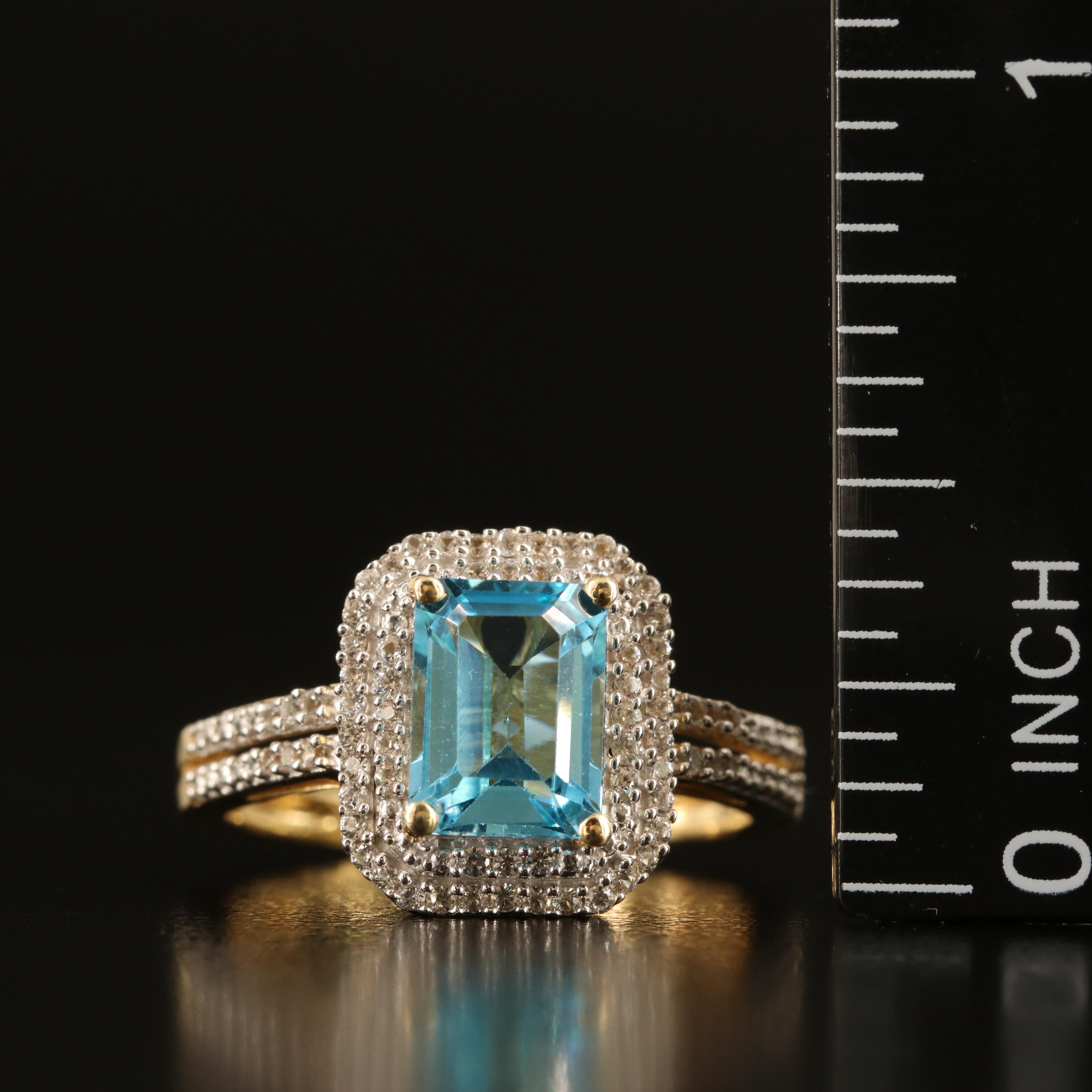 Sterling Topaz and White Sapphire Ring