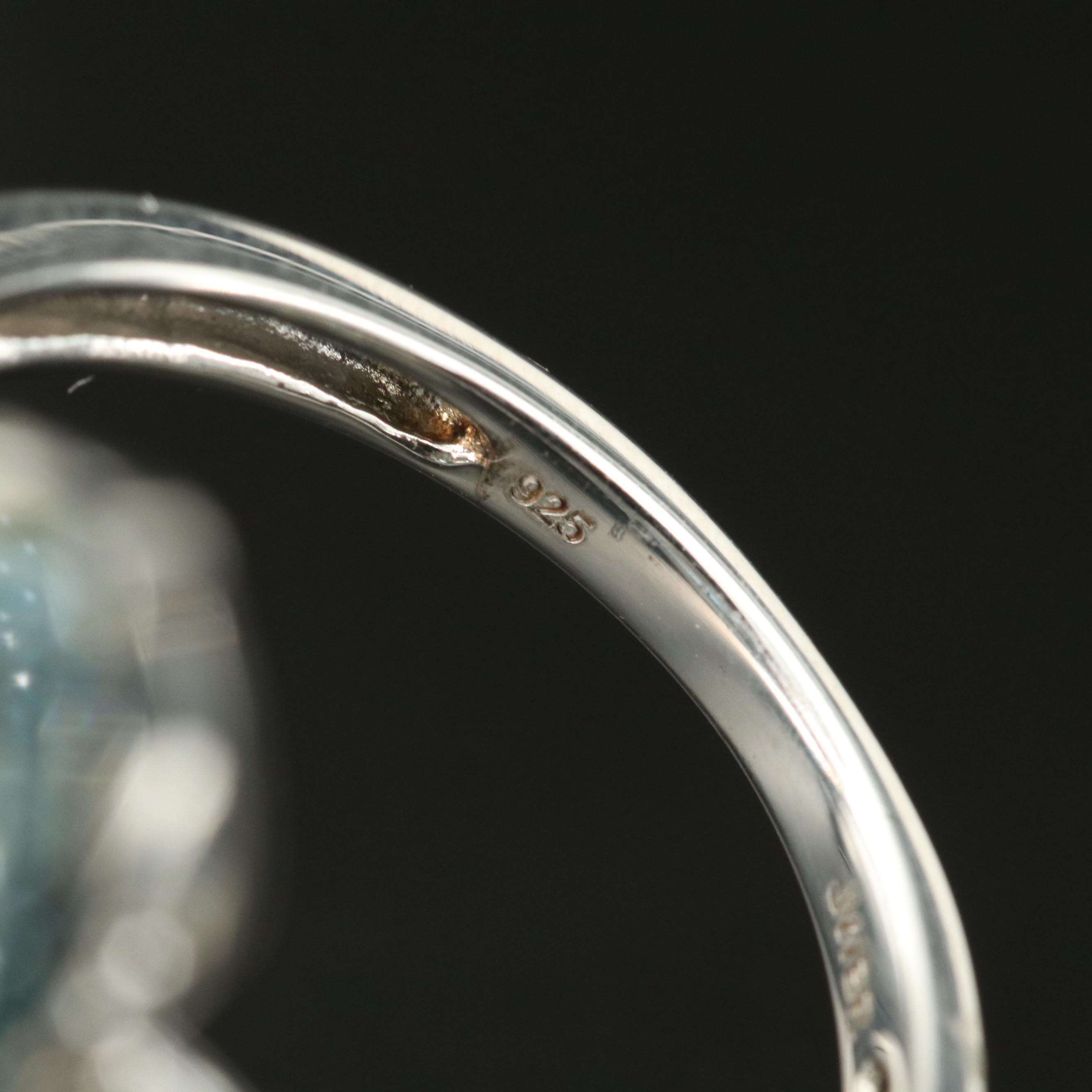 Sterling Swiss and Sky Blue Topaz Ring with Diamond Accents