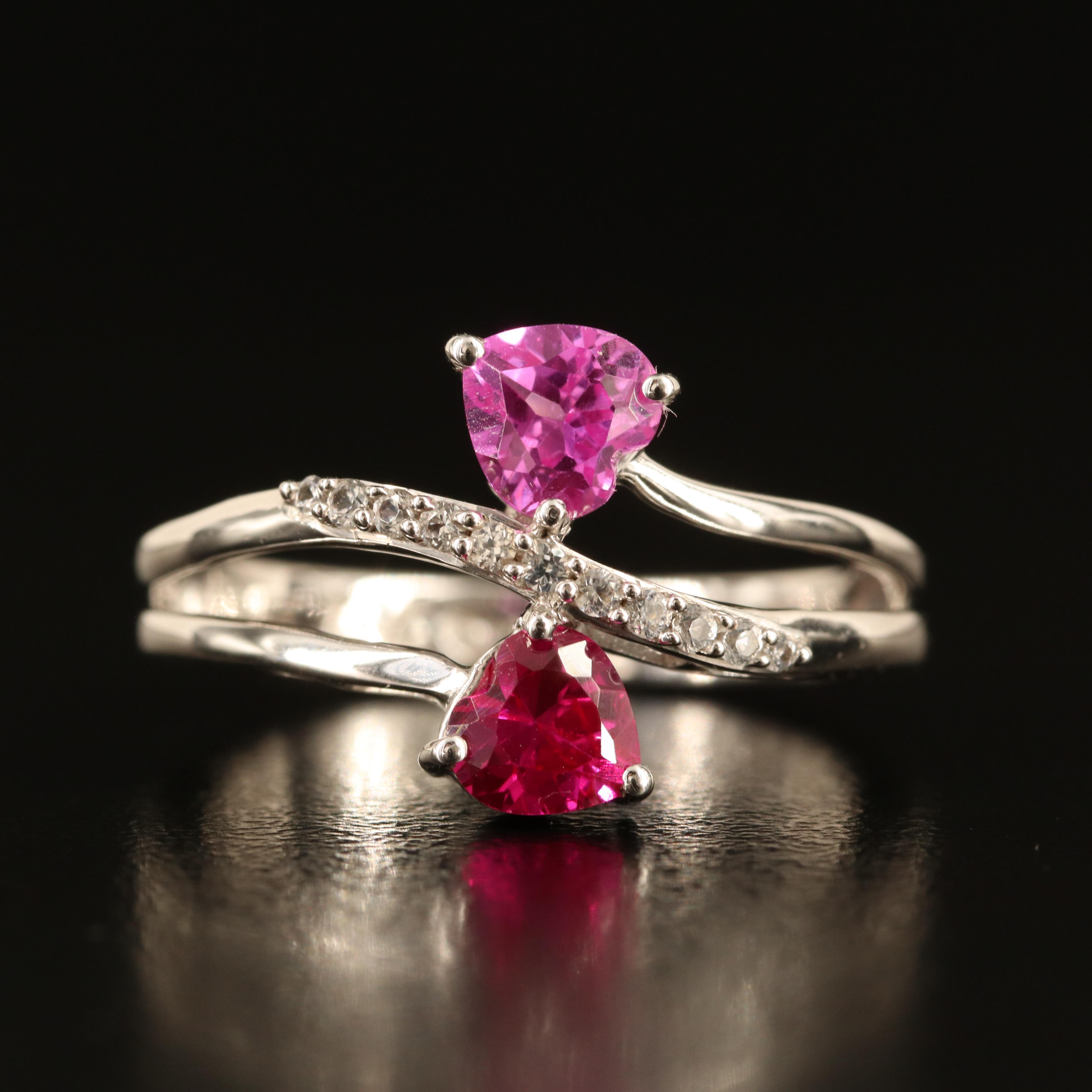 Sterling Sapphire and White Sapphire Toi-et-Moi Ring