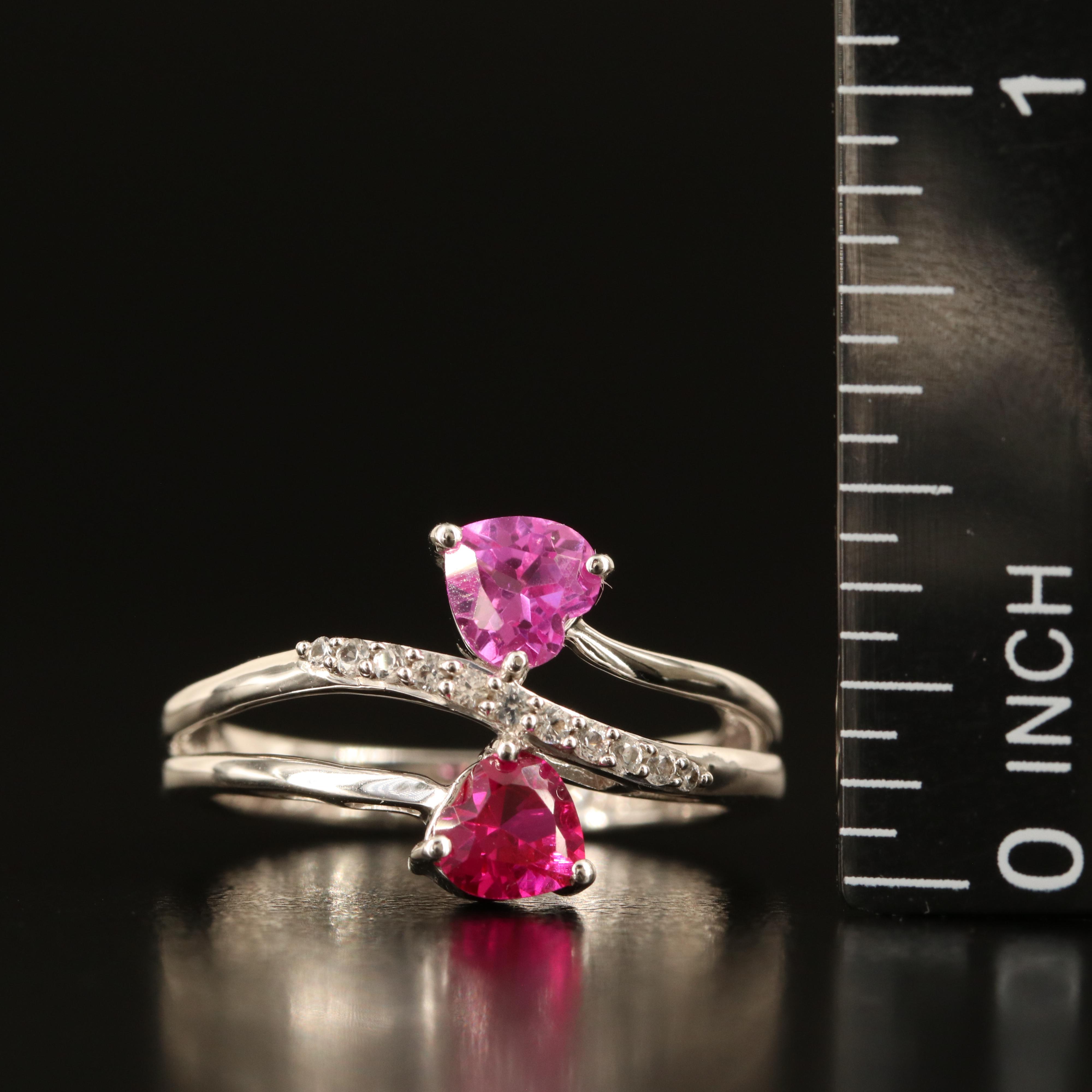 Sterling Sapphire and White Sapphire Toi-et-Moi Ring