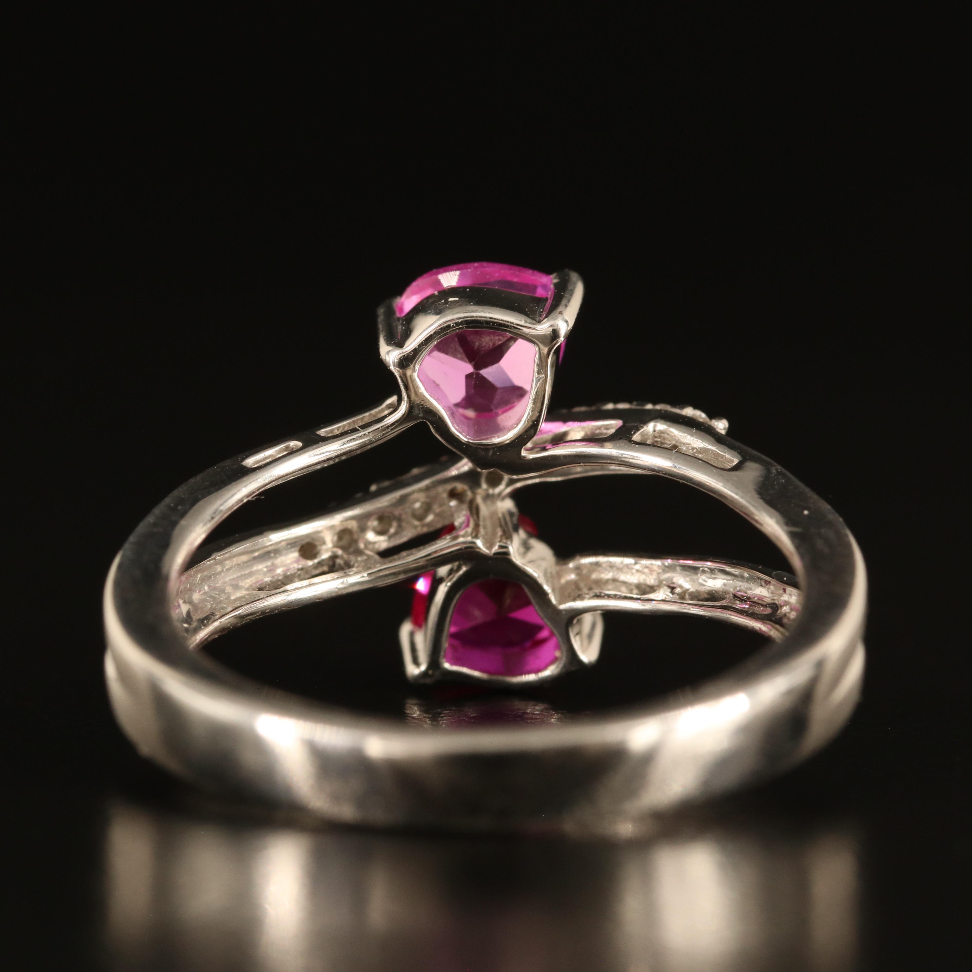 Sterling Sapphire and White Sapphire Toi-et-Moi Ring