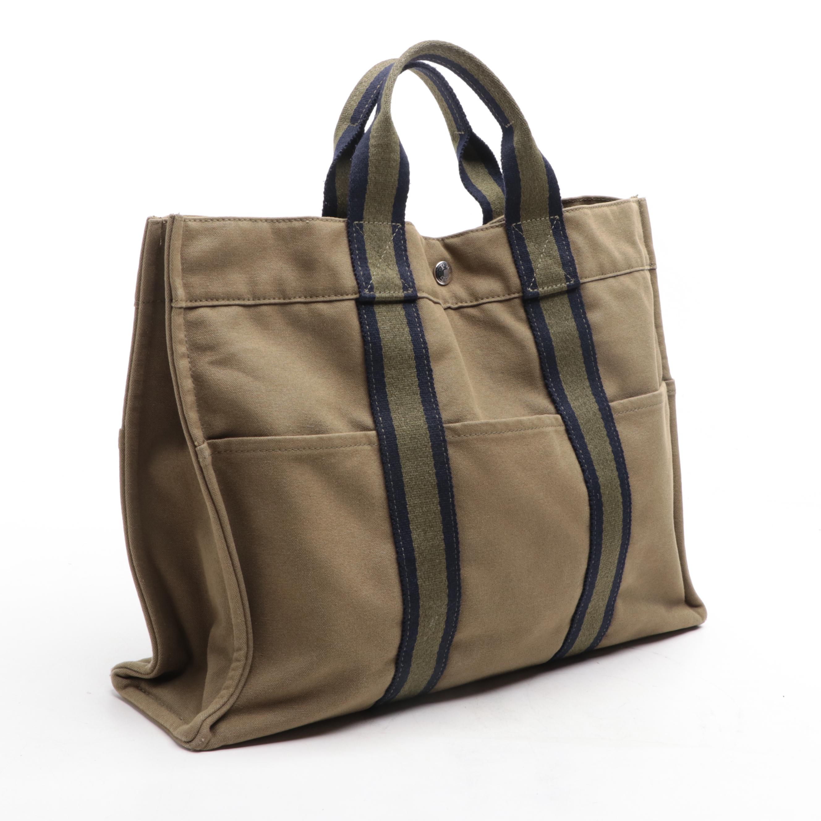 Hermès Fourre Tout MM in Khaki Green Cotton Canvas