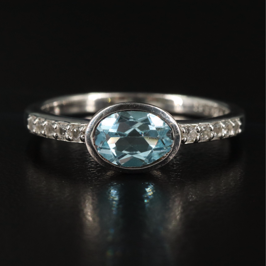 Sterling Blue and White Topaz Ring