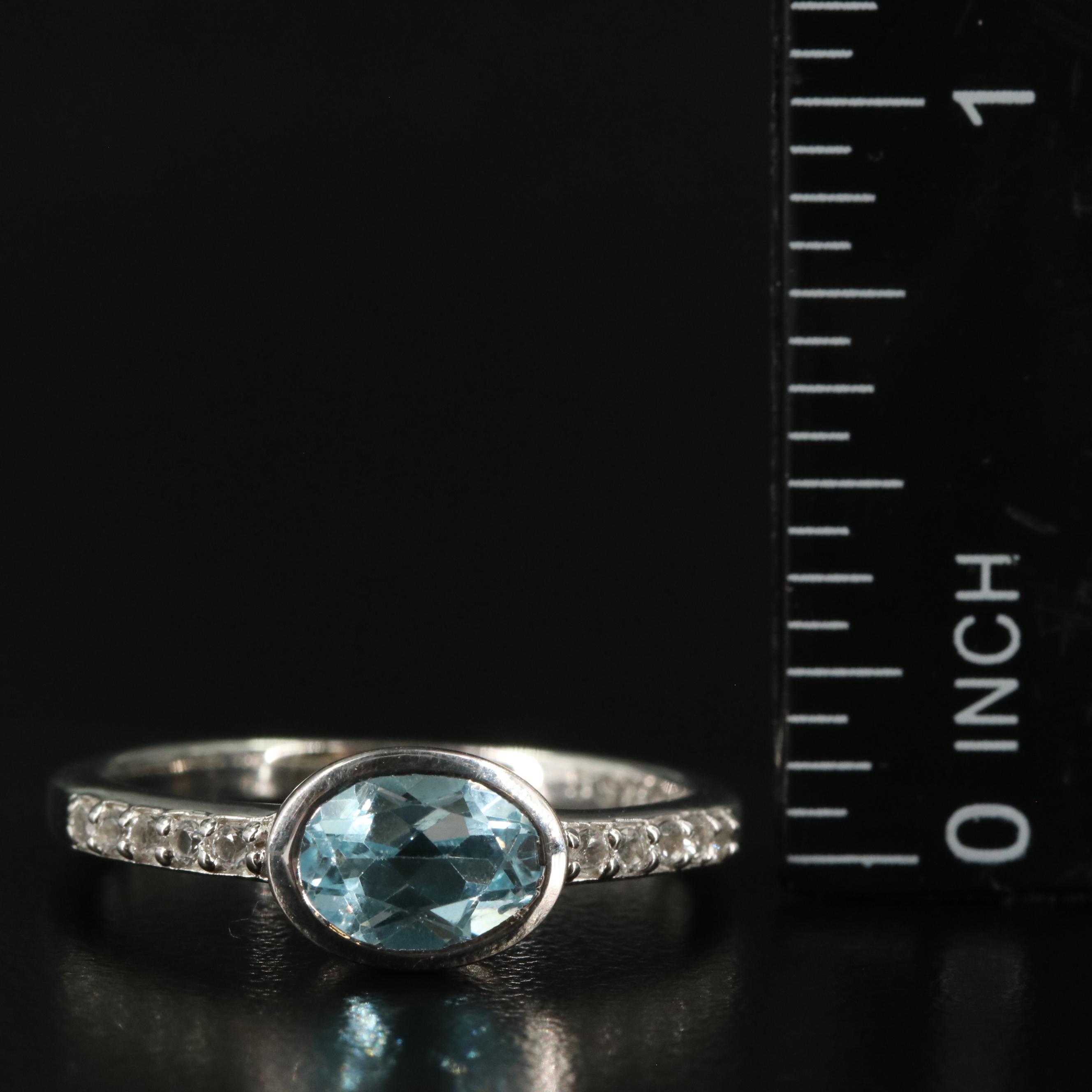 Sterling Blue and White Topaz Ring