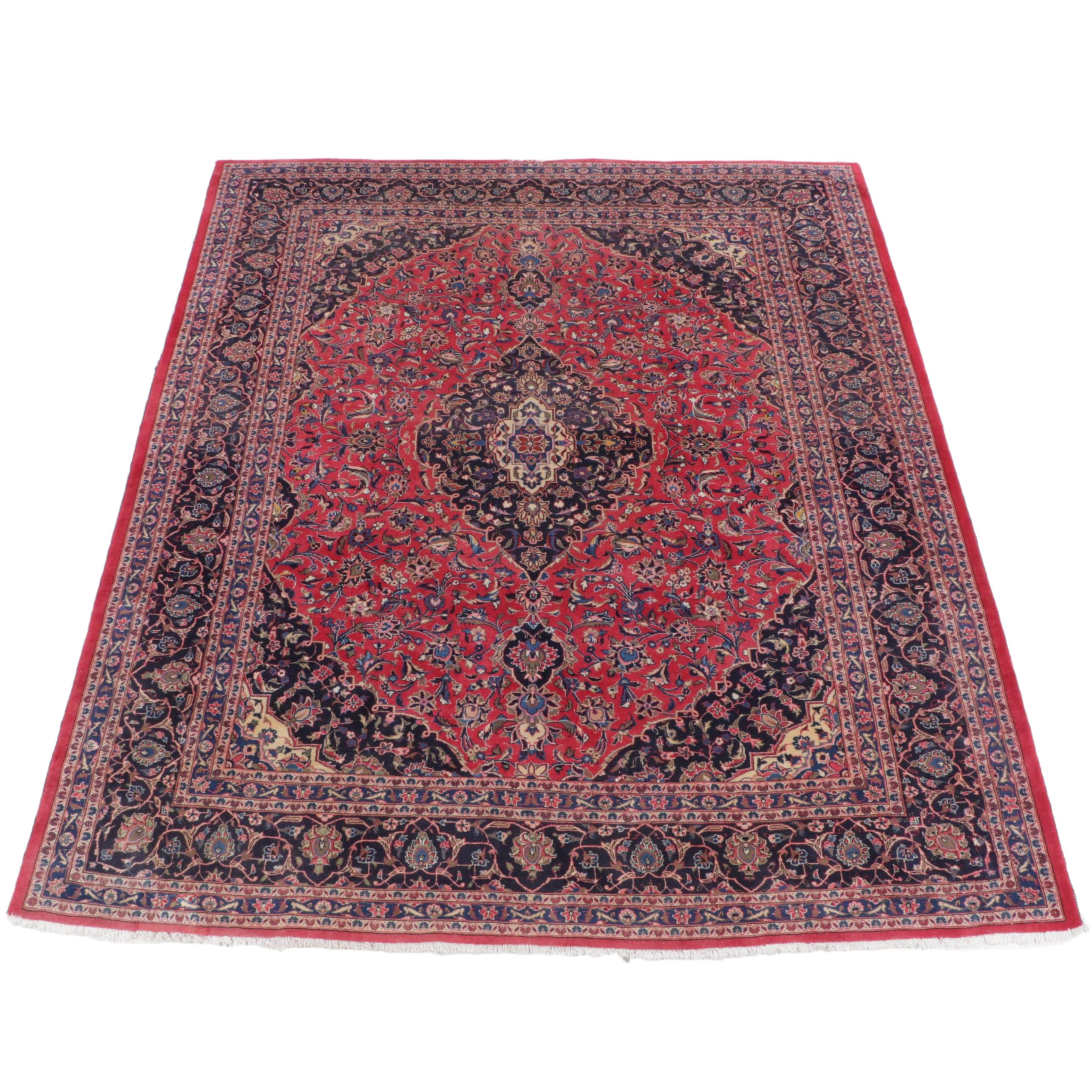 10' x 12'9 Hand-Knotted Persian Kashan Area Rug