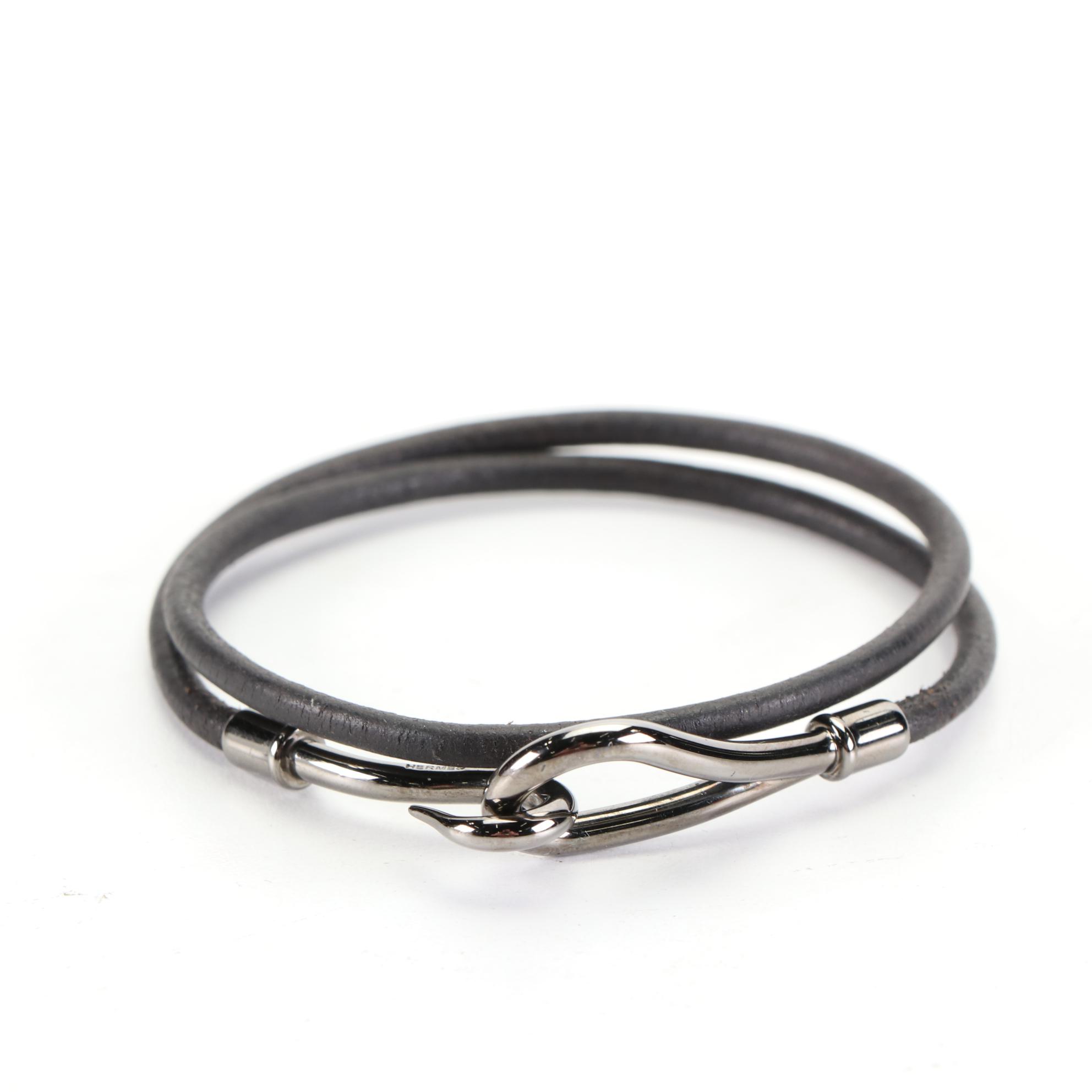 Hermès Hook Double Tour Wrap Bracelet in Leather