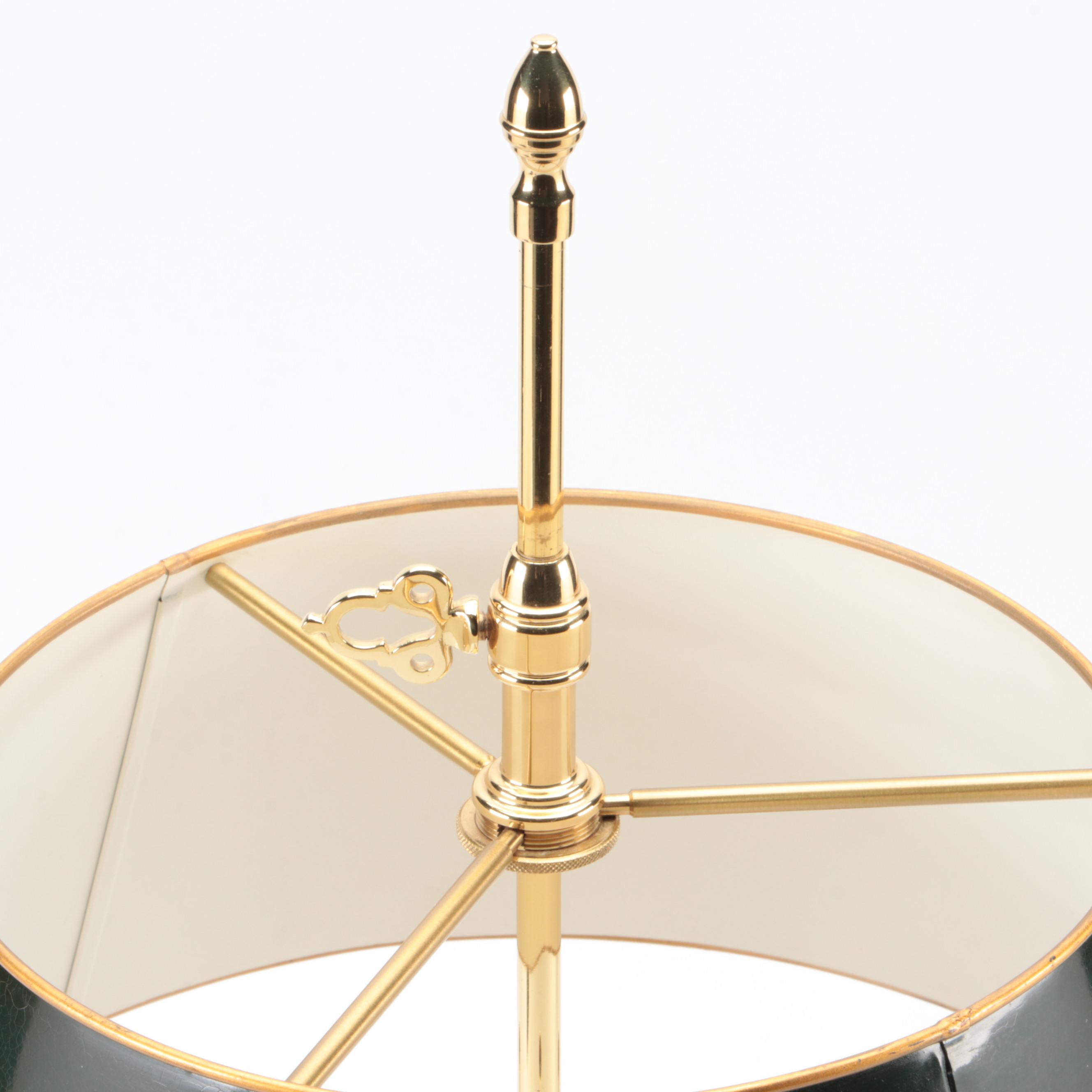 Baldwin Empire Style French Horn Brass Bouillotte Lamp, Mid/Late 20th C.