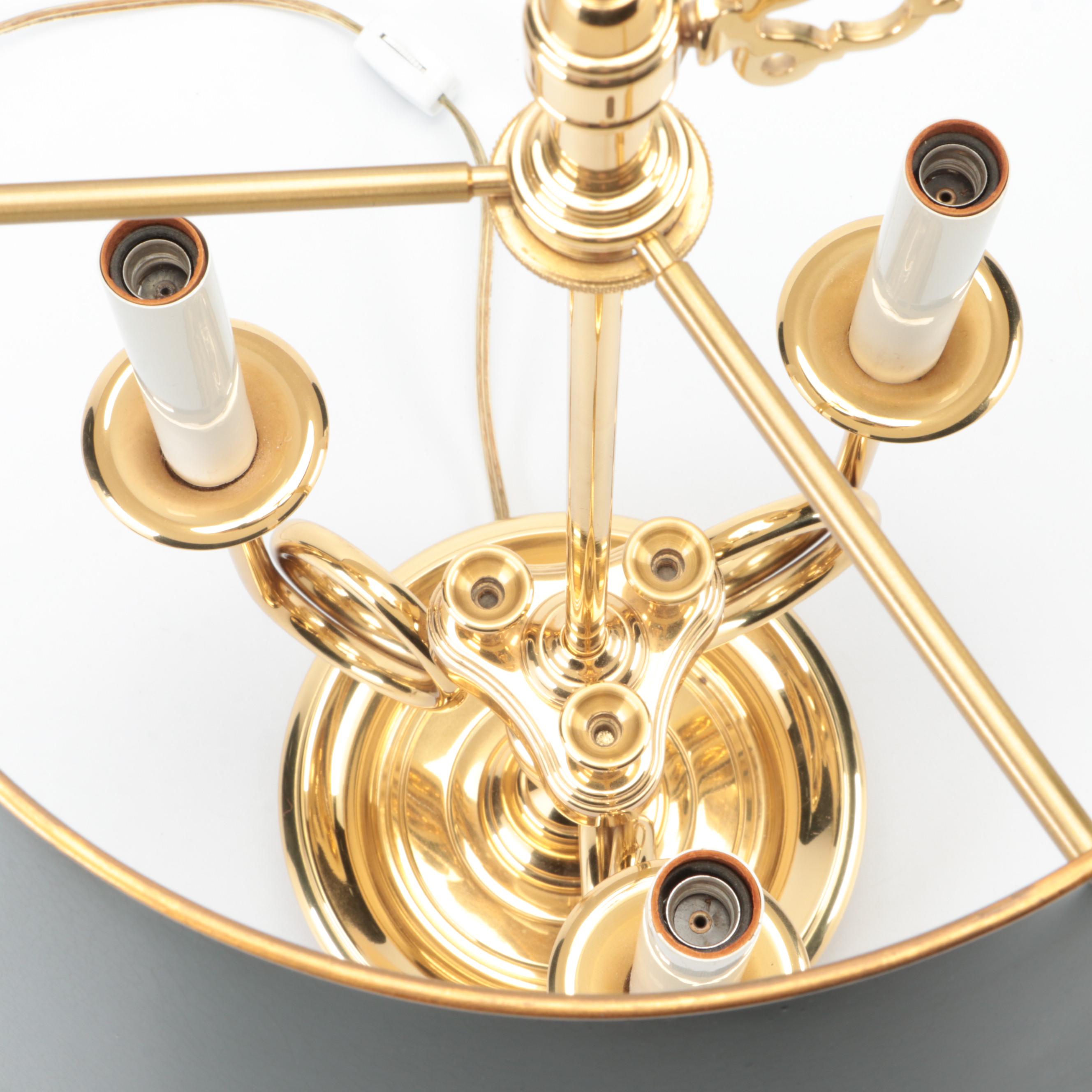 Baldwin Empire Style French Horn Brass Bouillotte Lamp, Mid/Late 20th C.