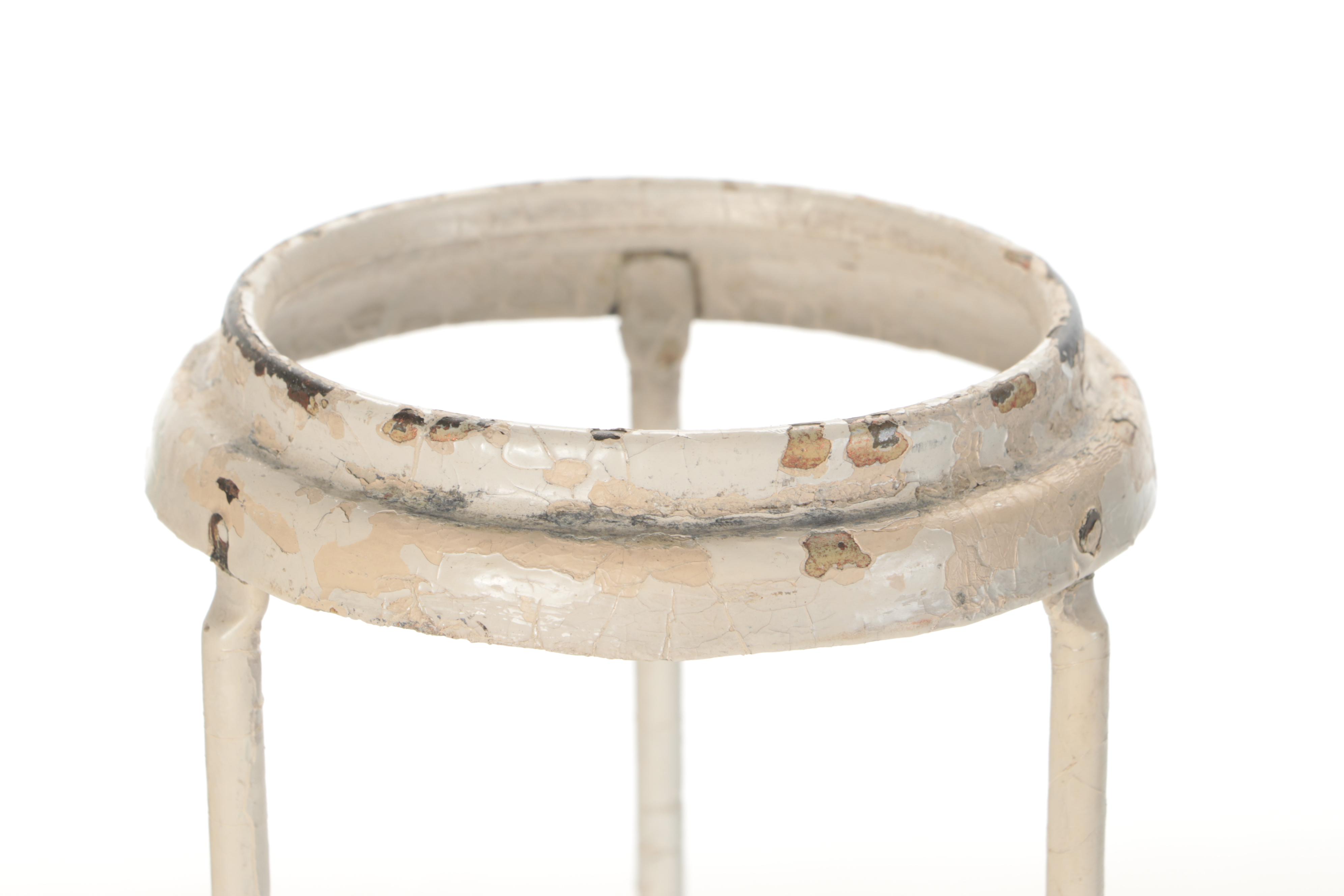 Miller White Enameled Spelter Lamp with Slag Glass Shade, Early 20th Century