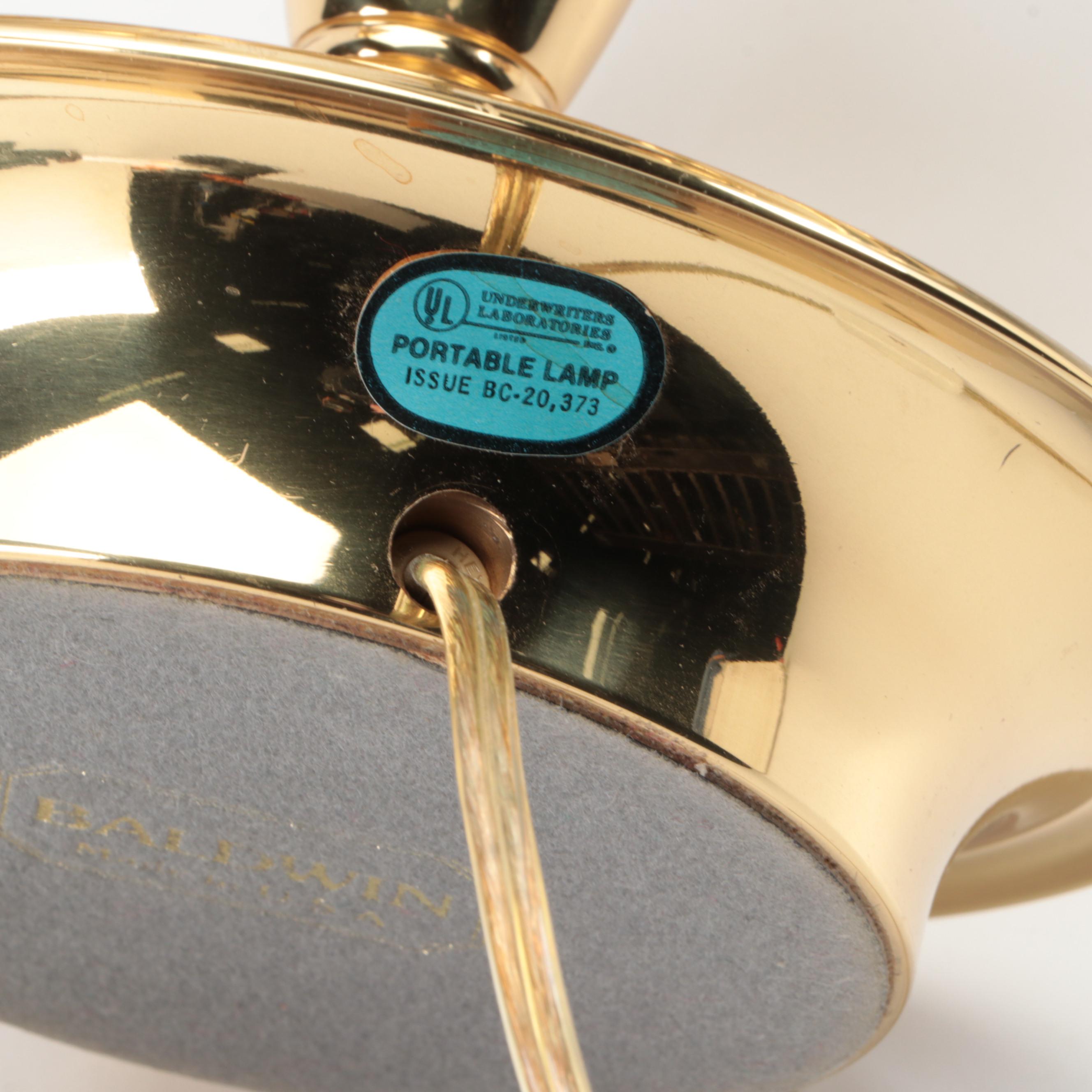 Baldwin Empire Style French Horn Brass Bouillotte Lamp, Mid/Late 20th C.