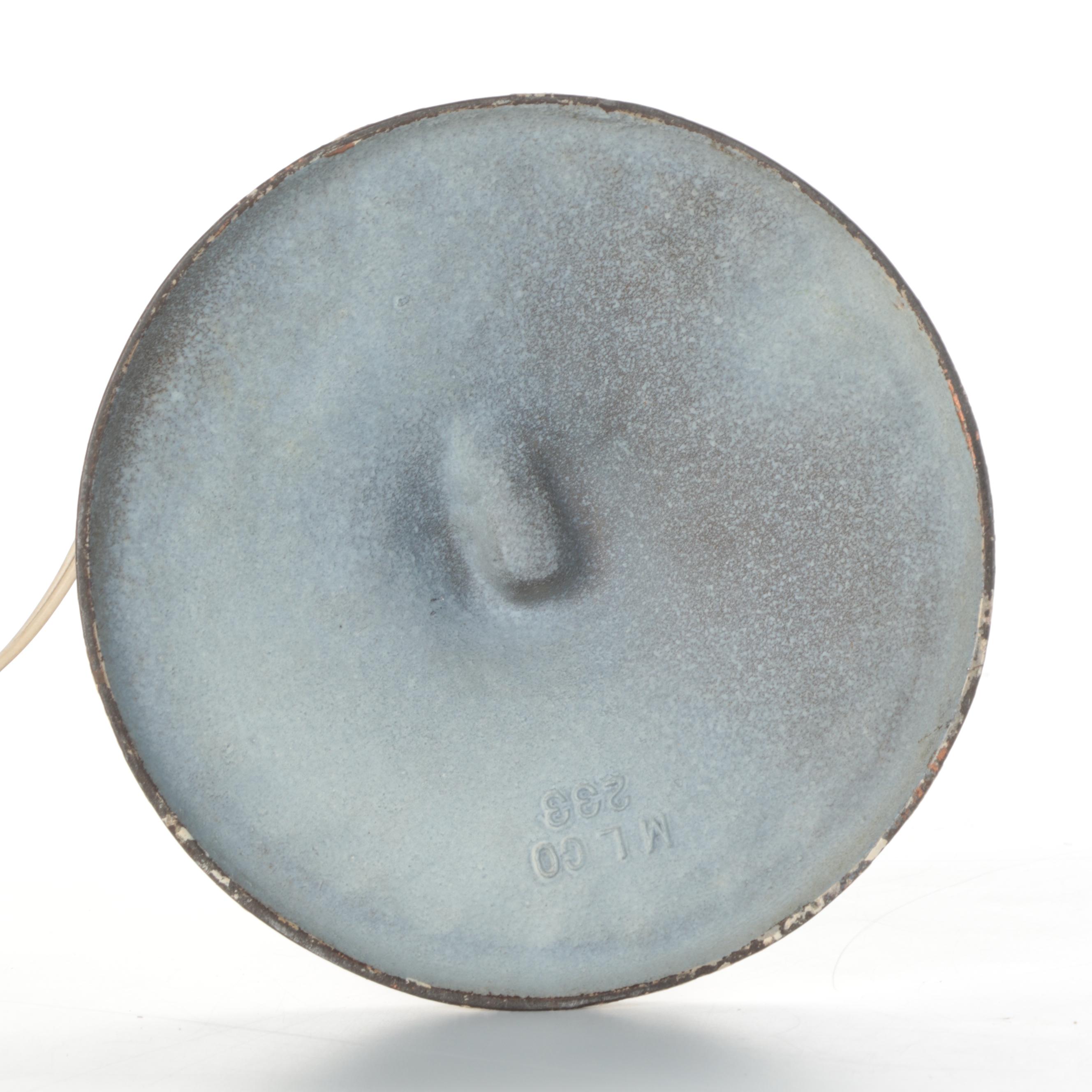 Miller White Enameled Spelter Lamp with Slag Glass Shade, Early 20th Century