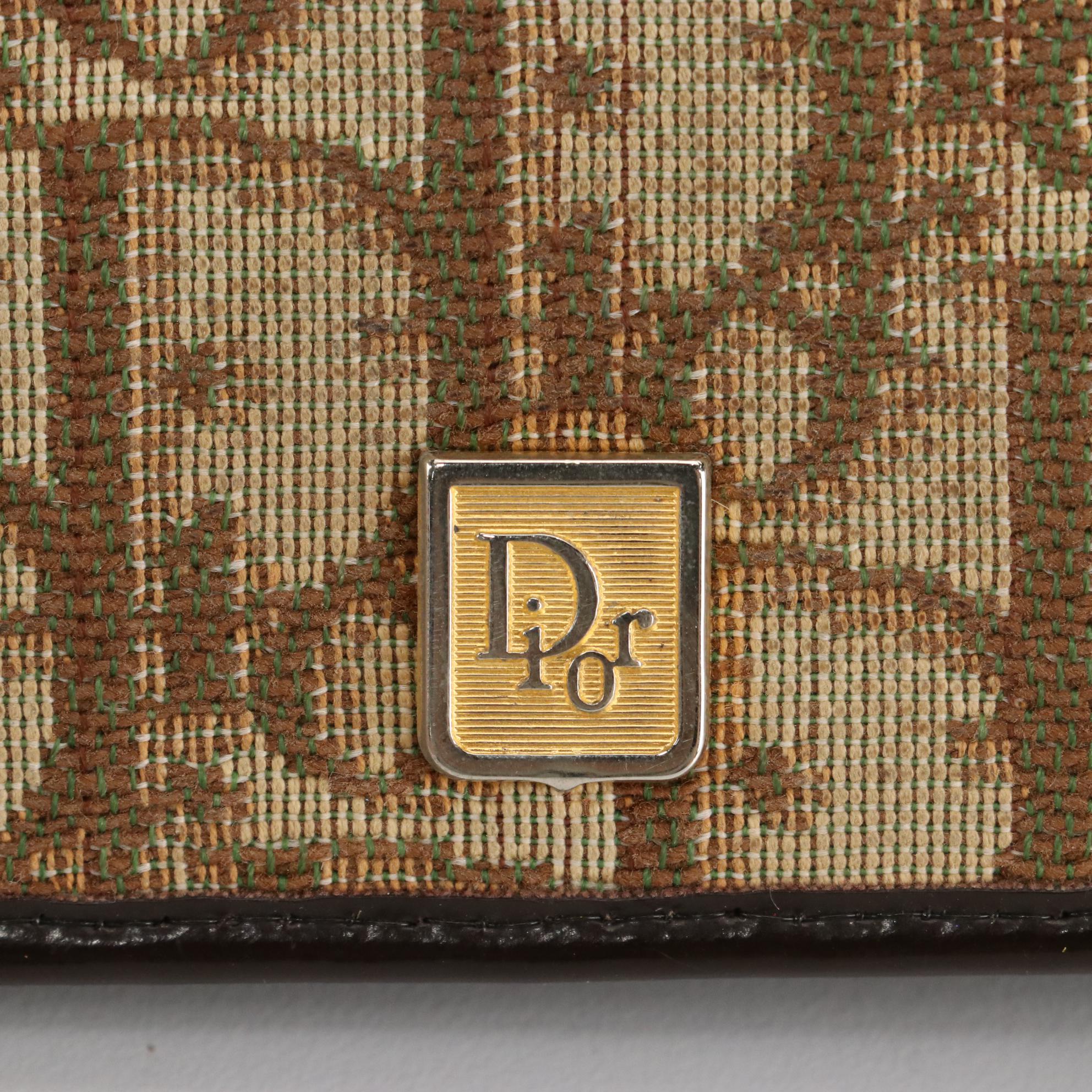 Christian Dior Bifold Long Wallet  in Oblique Canvas and Brown Leather