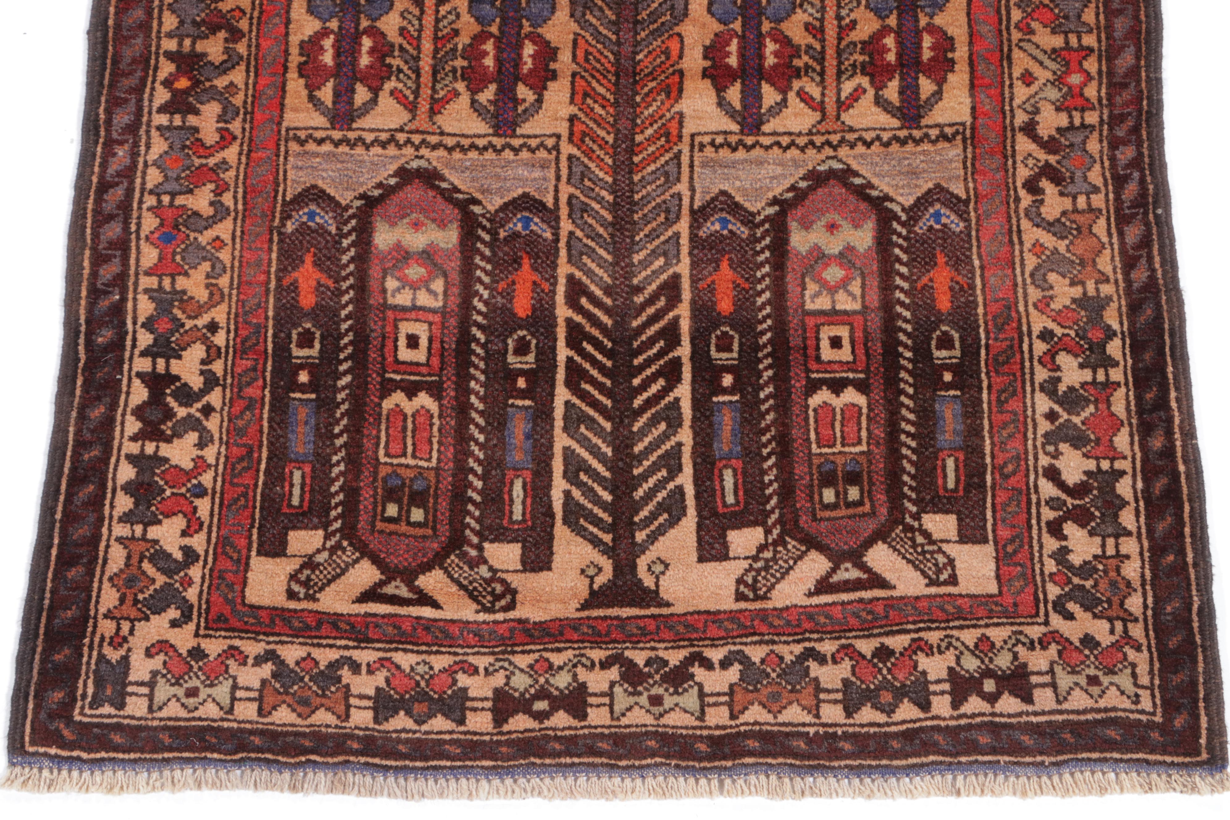 2'11 x 4'4 Hand-Knotted Afghan Baluch Accent Rug