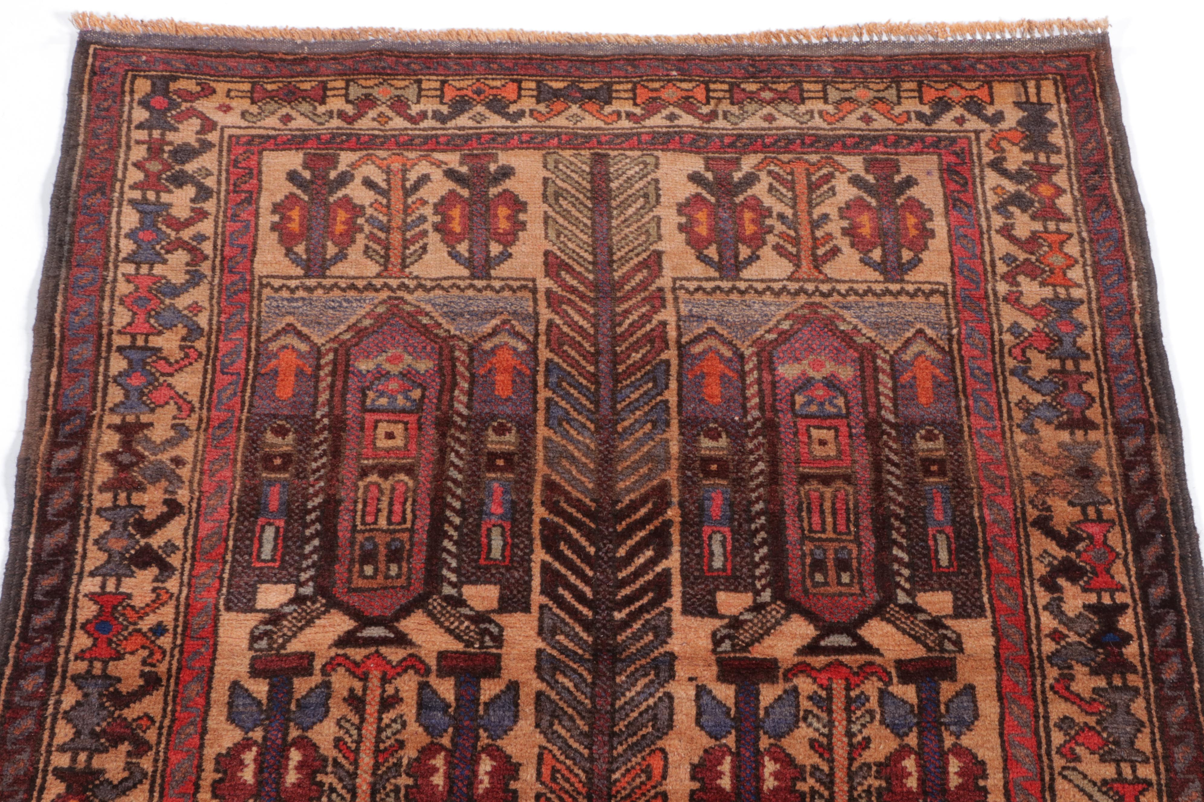 2'11 x 4'4 Hand-Knotted Afghan Baluch Accent Rug