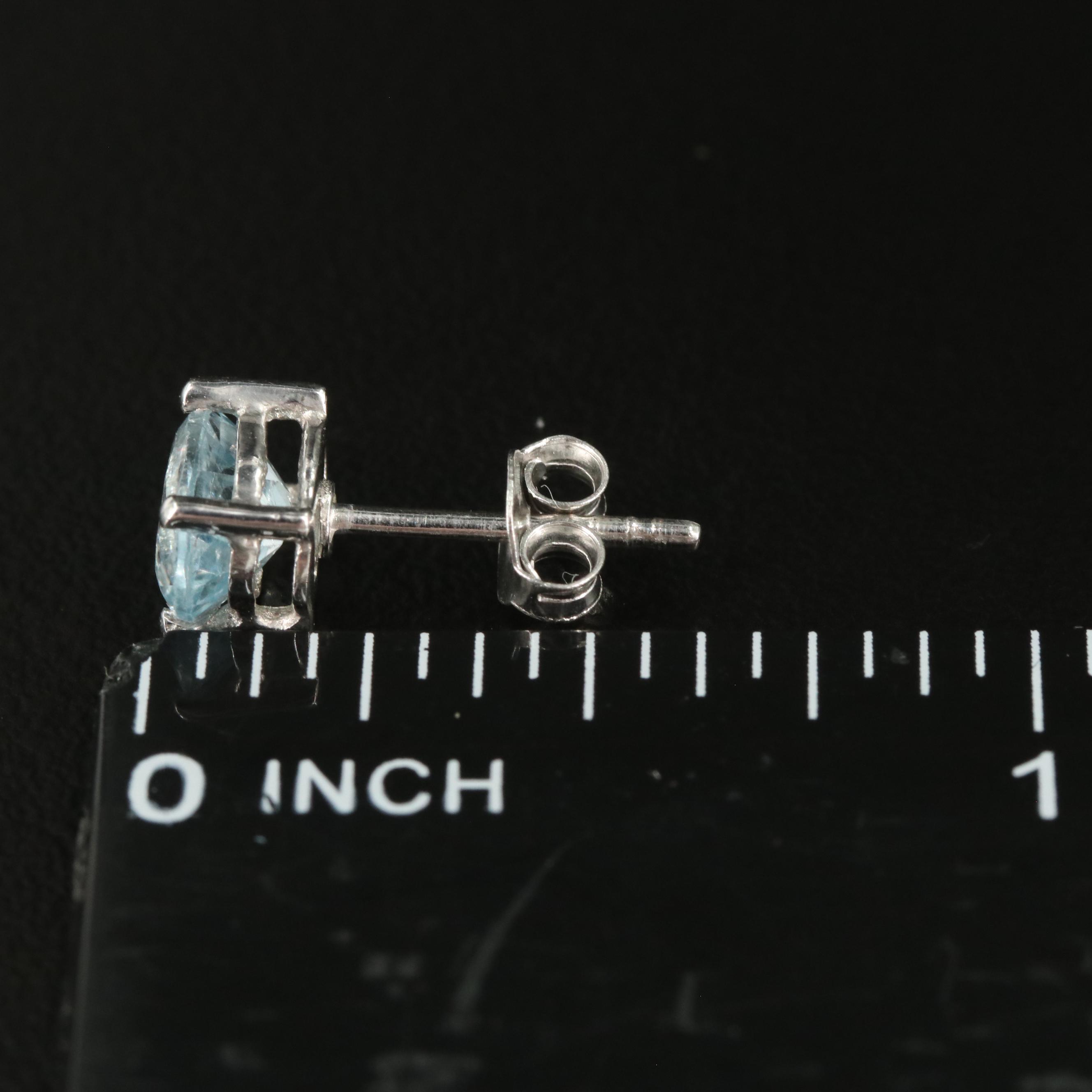 Sterling Blue Topaz Oval Stud Earrings