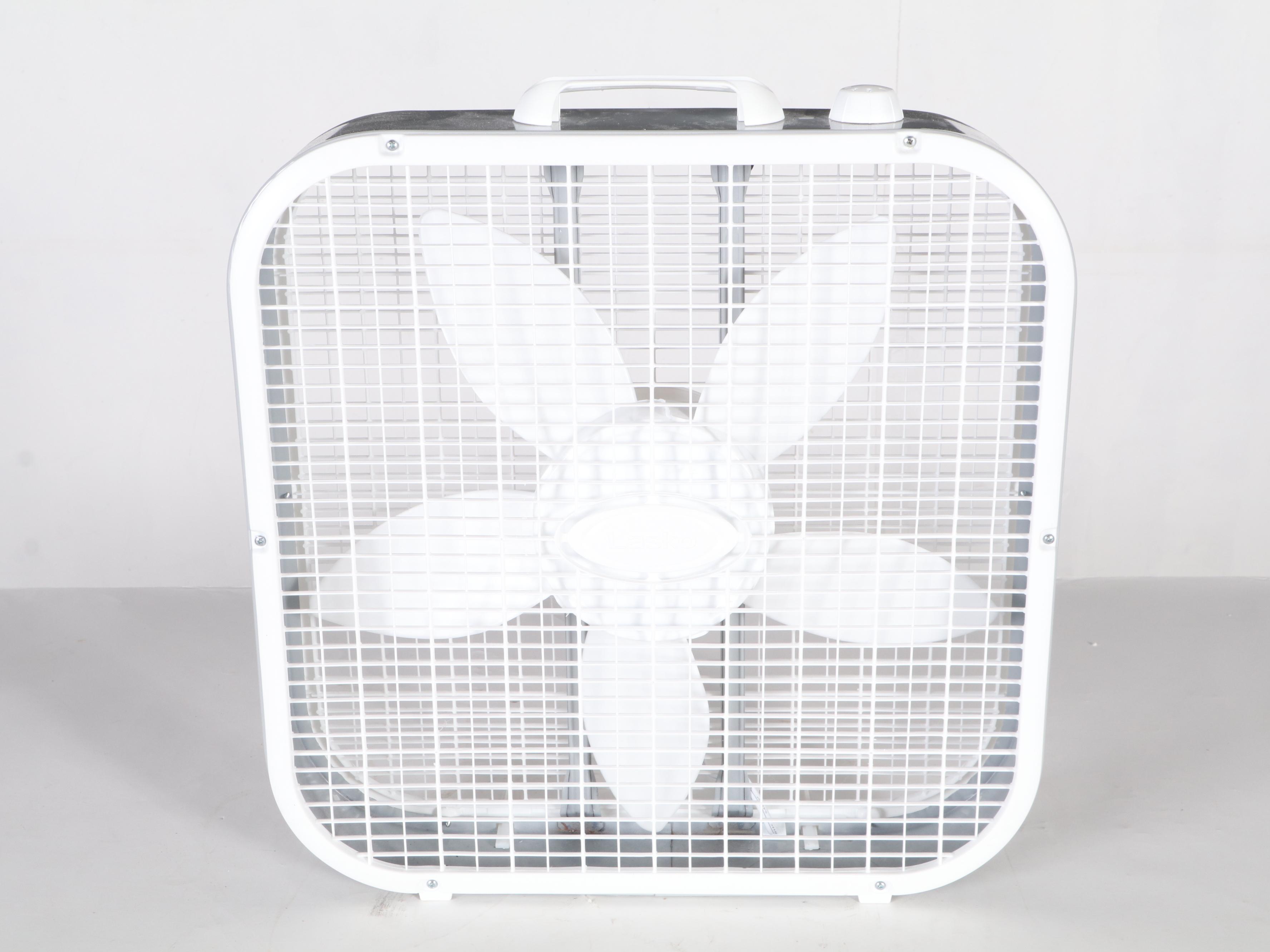 Lasko Metal Box Fan with Other Plastic and Metal Household Accessories