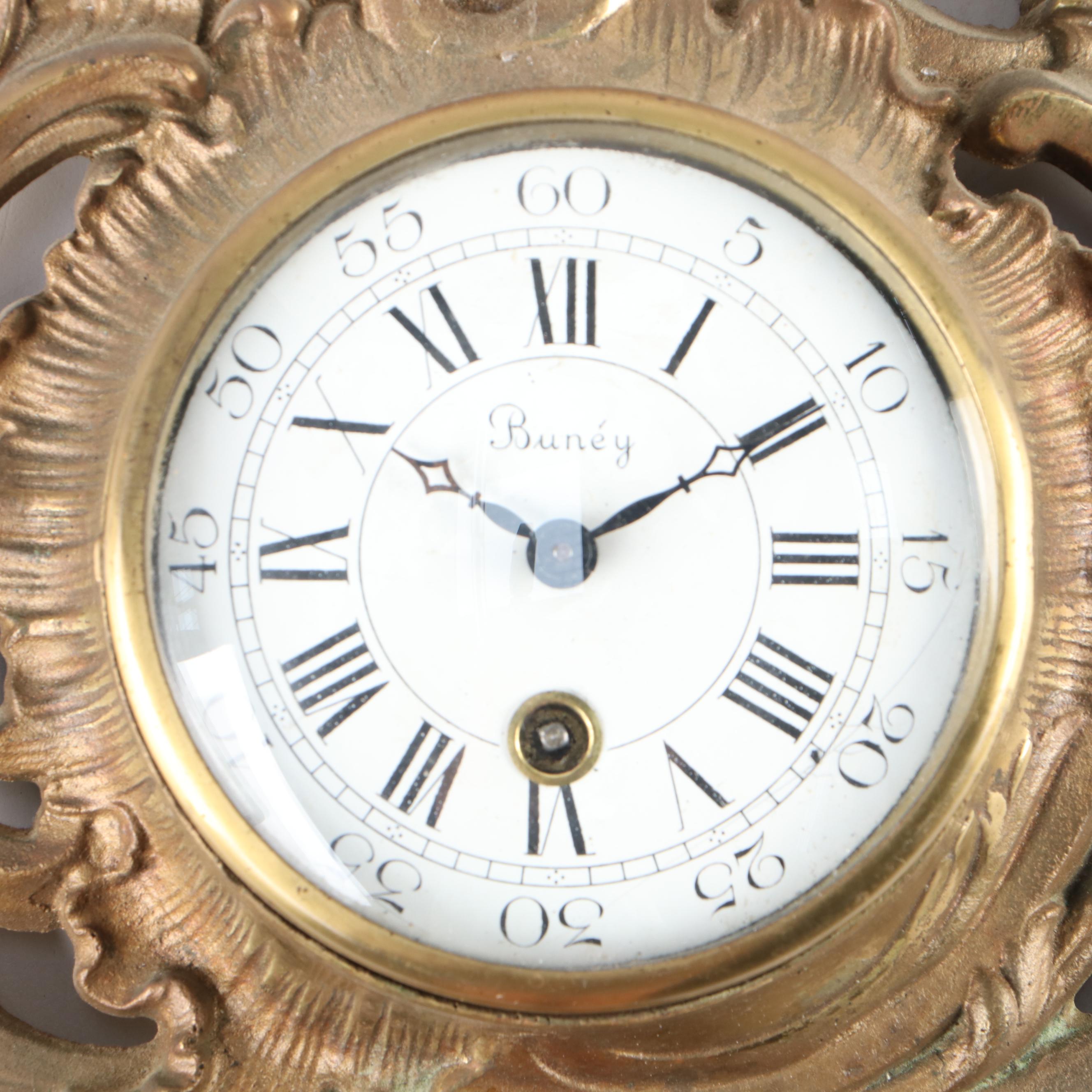 Bunéy French Louis XV Style Gilt Brass Cartel Clock, 20th Century