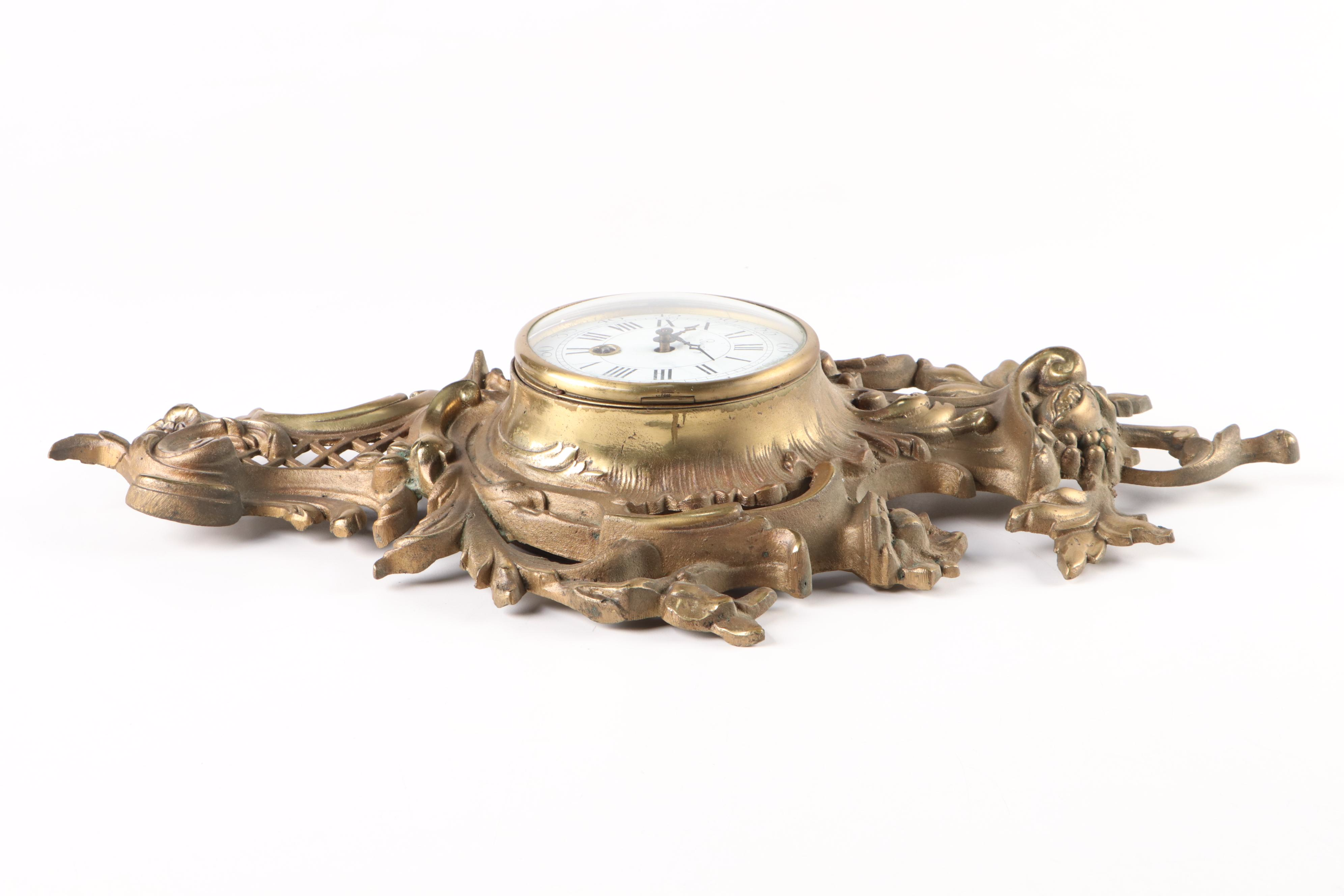 Bunéy French Louis XV Style Gilt Brass Cartel Clock, 20th Century