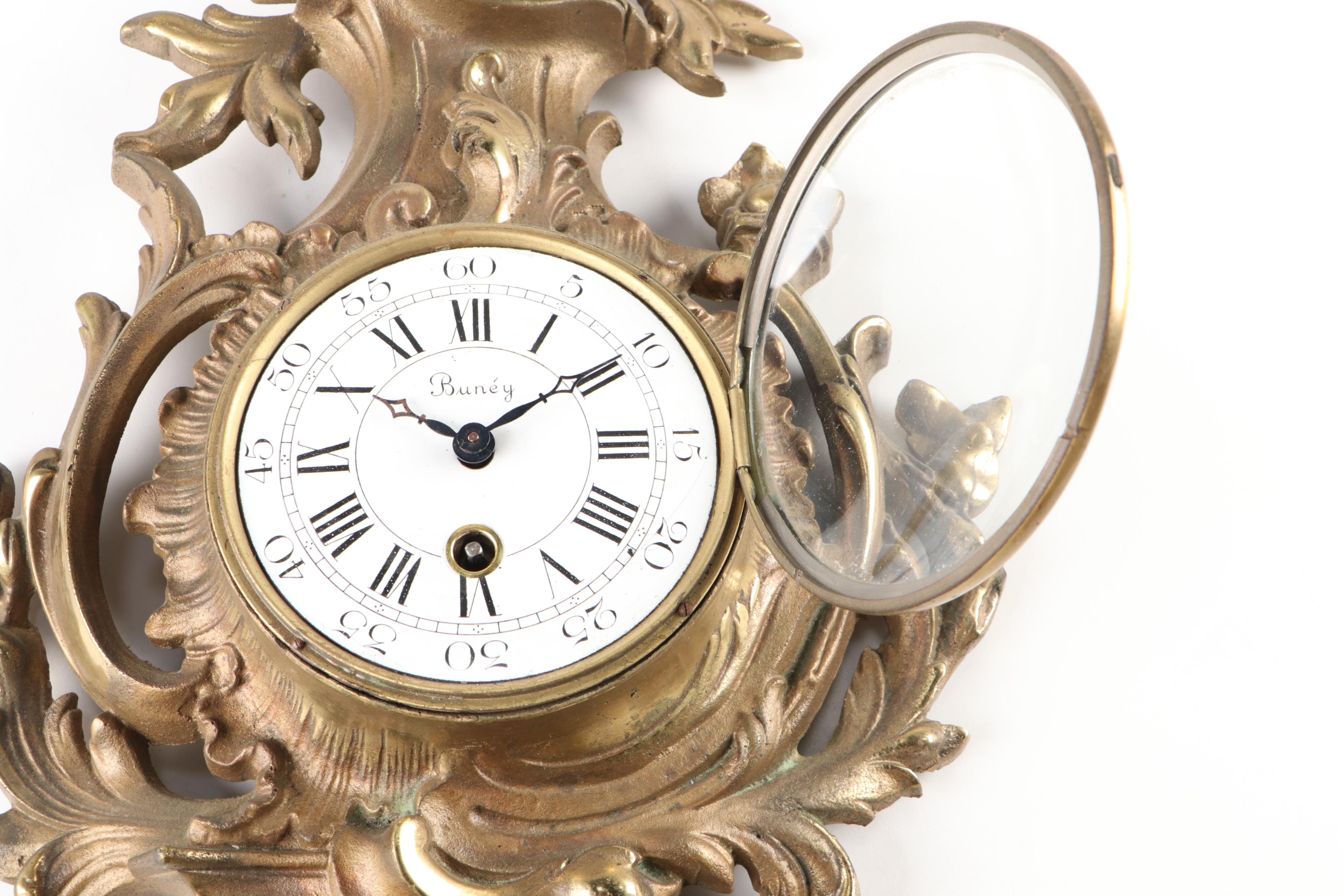 Bunéy French Louis XV Style Gilt Brass Cartel Clock, 20th Century