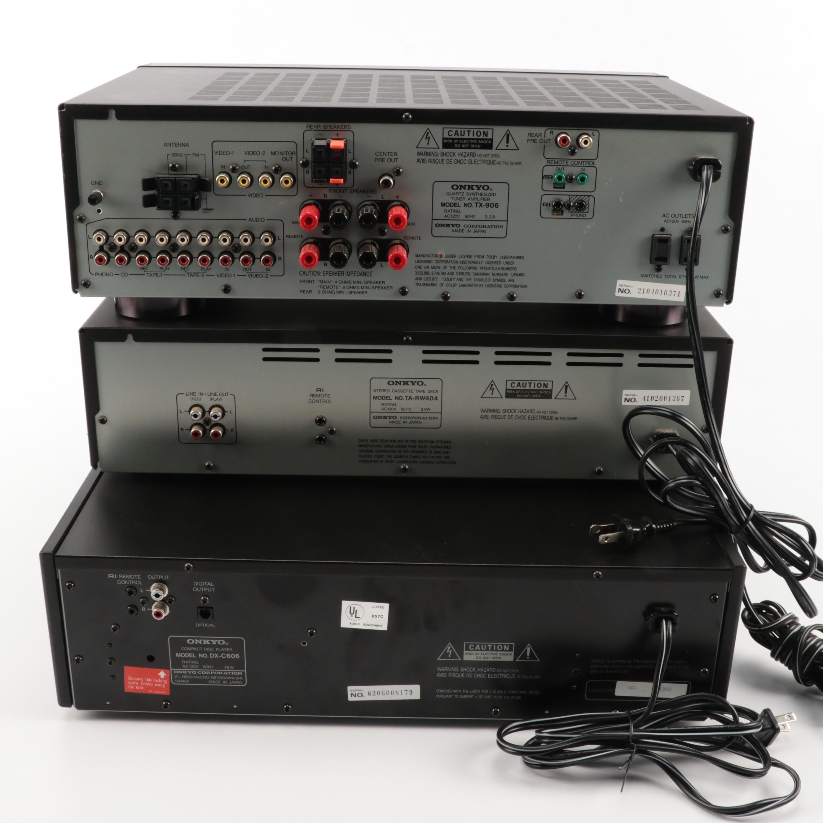 Onkyo Tuner Receiver Amplifier With 6 Disc Carousel and Dual Tape Deck