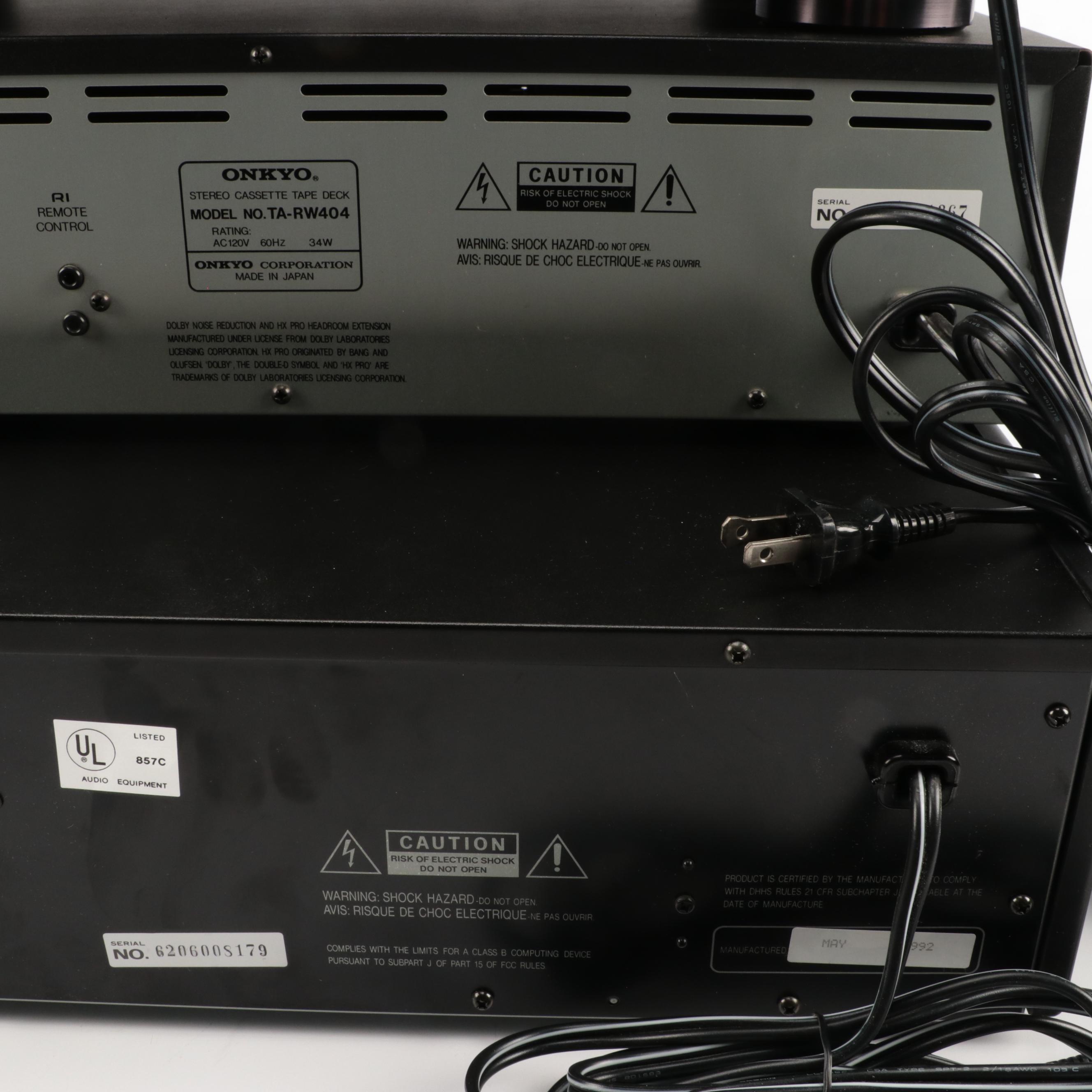 Onkyo Tuner Receiver Amplifier With 6 Disc Carousel and Dual Tape Deck