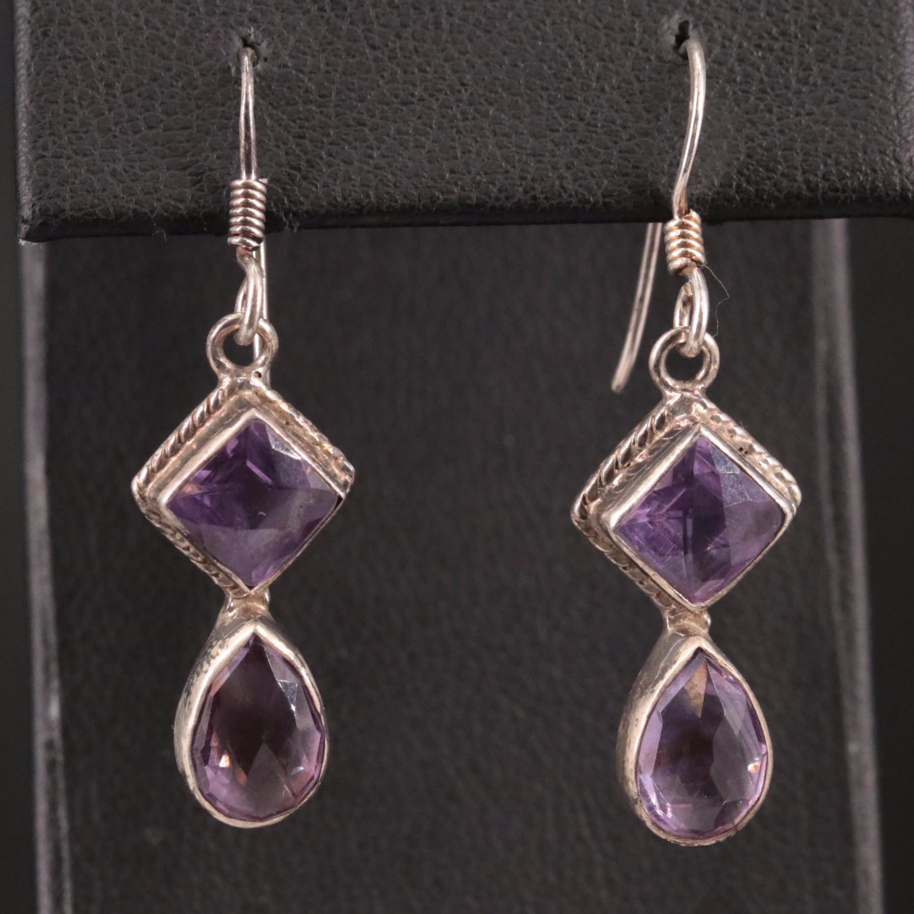 Sterling Amethyst Dangle Earrings