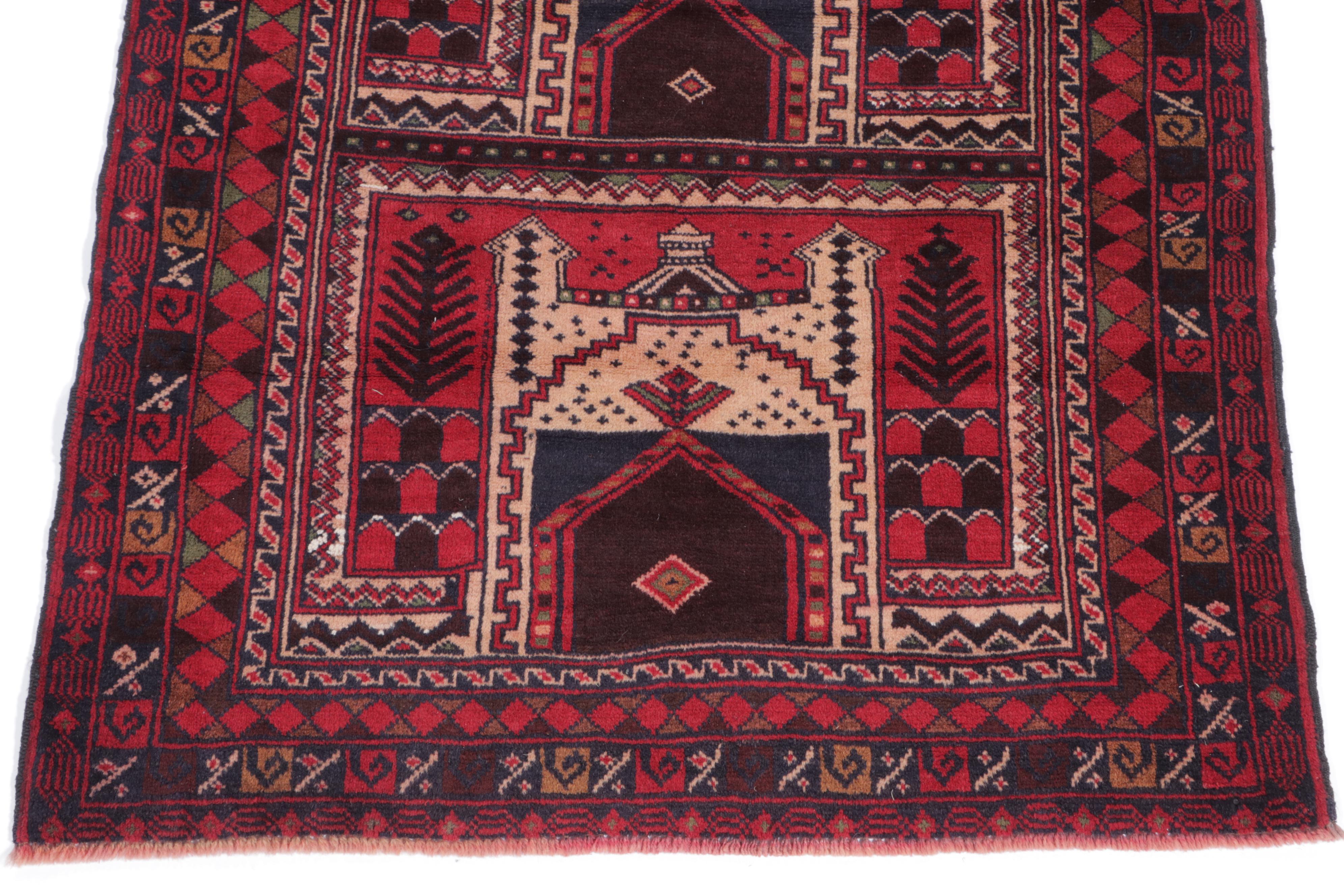 3'3 x 4'11 Hand-Knotted Afghan Baluch Pictorial Accent Rug