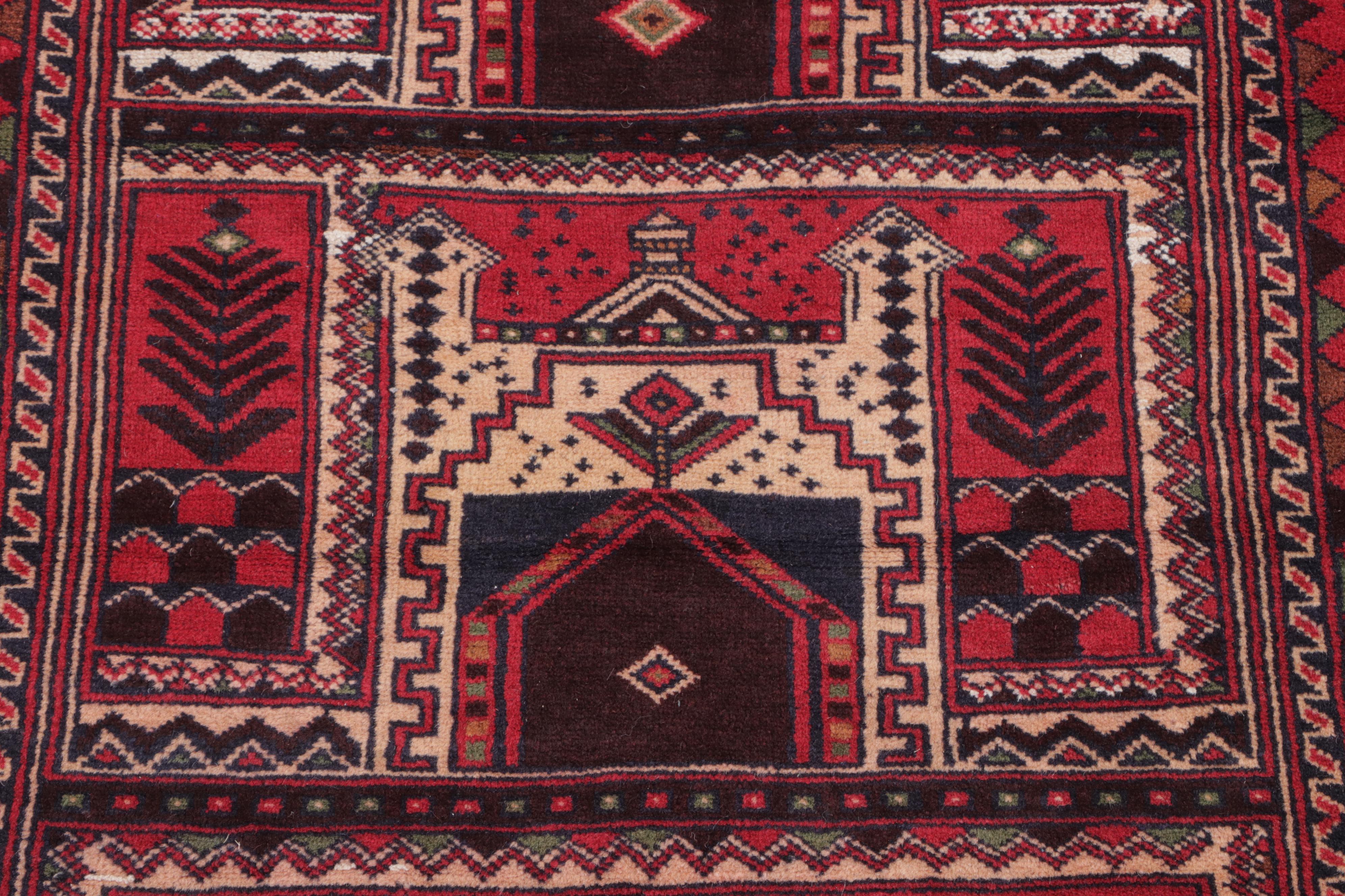 3'3 x 4'11 Hand-Knotted Afghan Baluch Pictorial Accent Rug