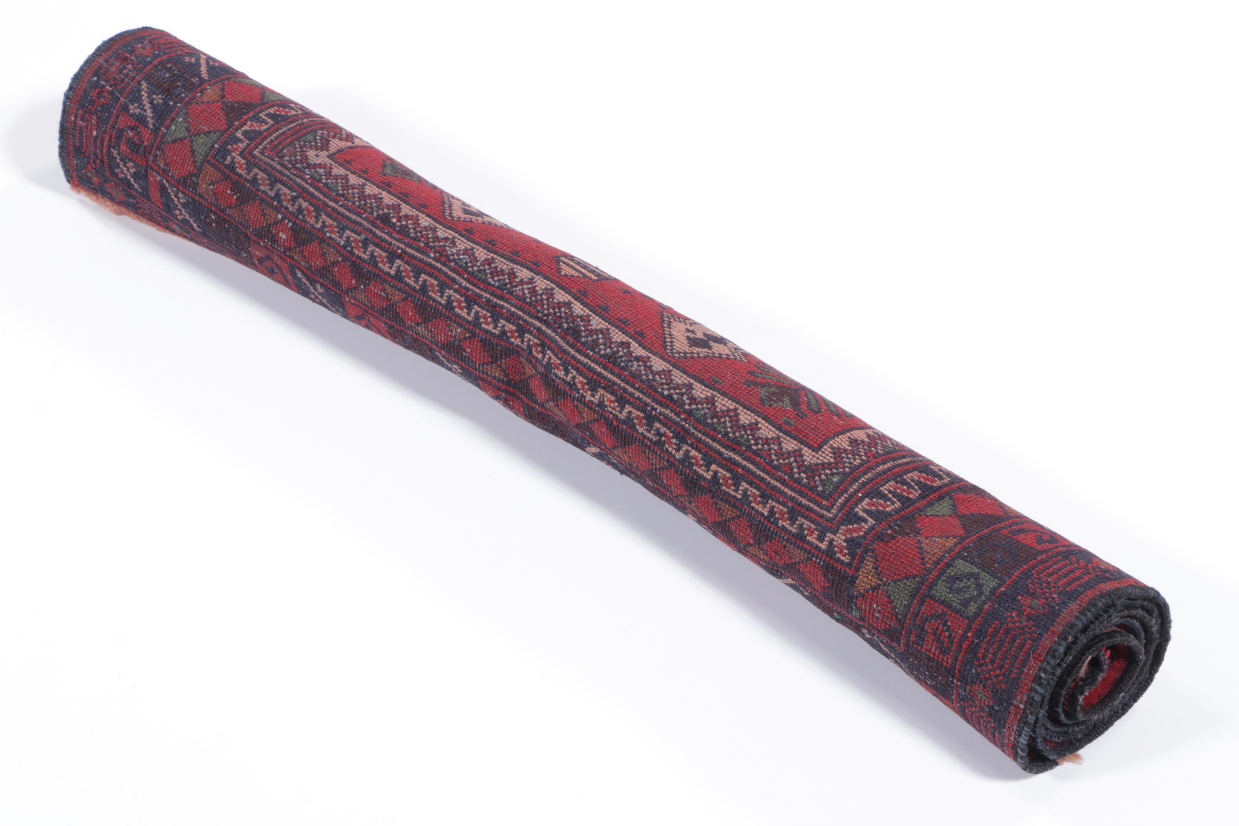 3'3 x 4'11 Hand-Knotted Afghan Baluch Pictorial Accent Rug