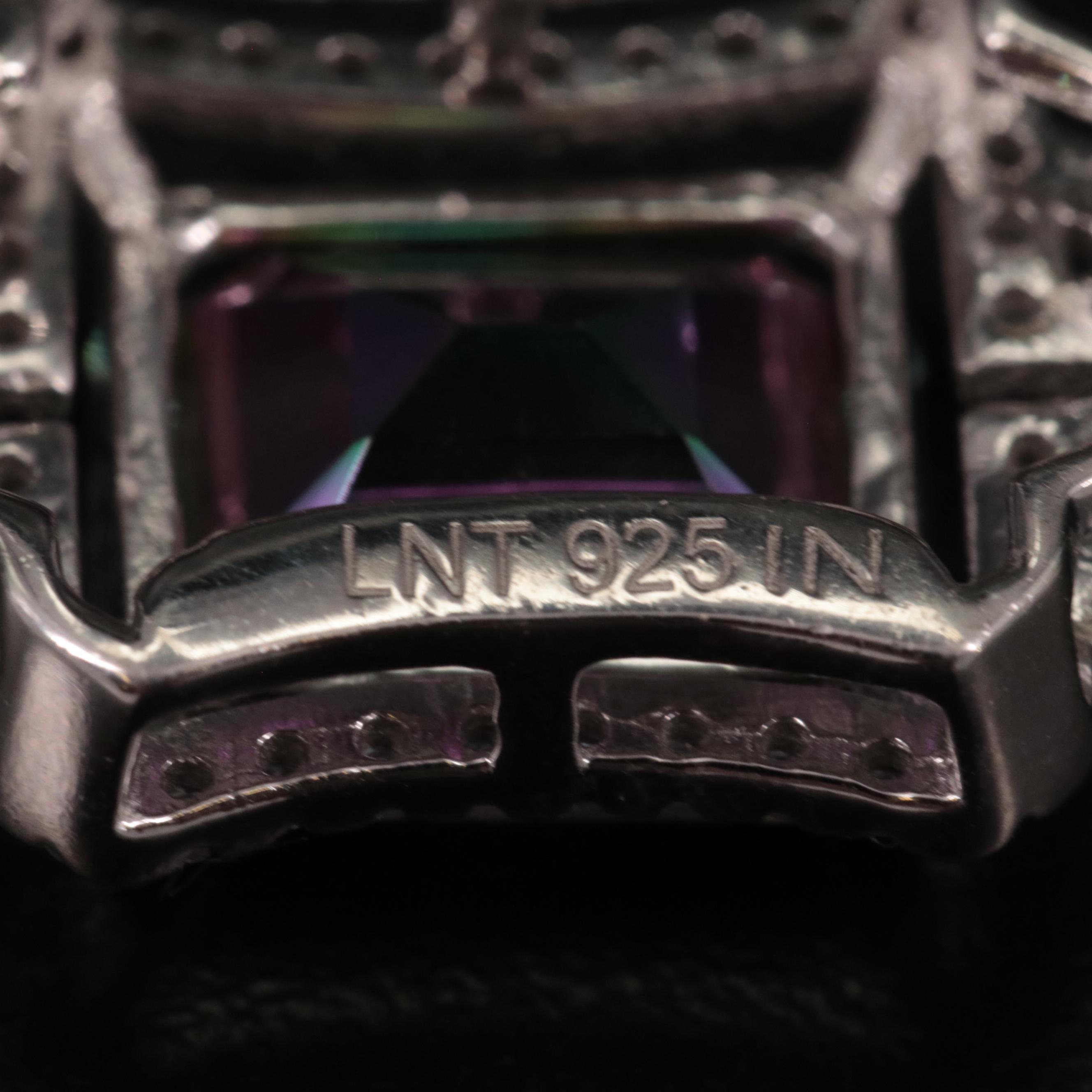 Sterling Mystic Quartz and White Topaz Pendant Necklace