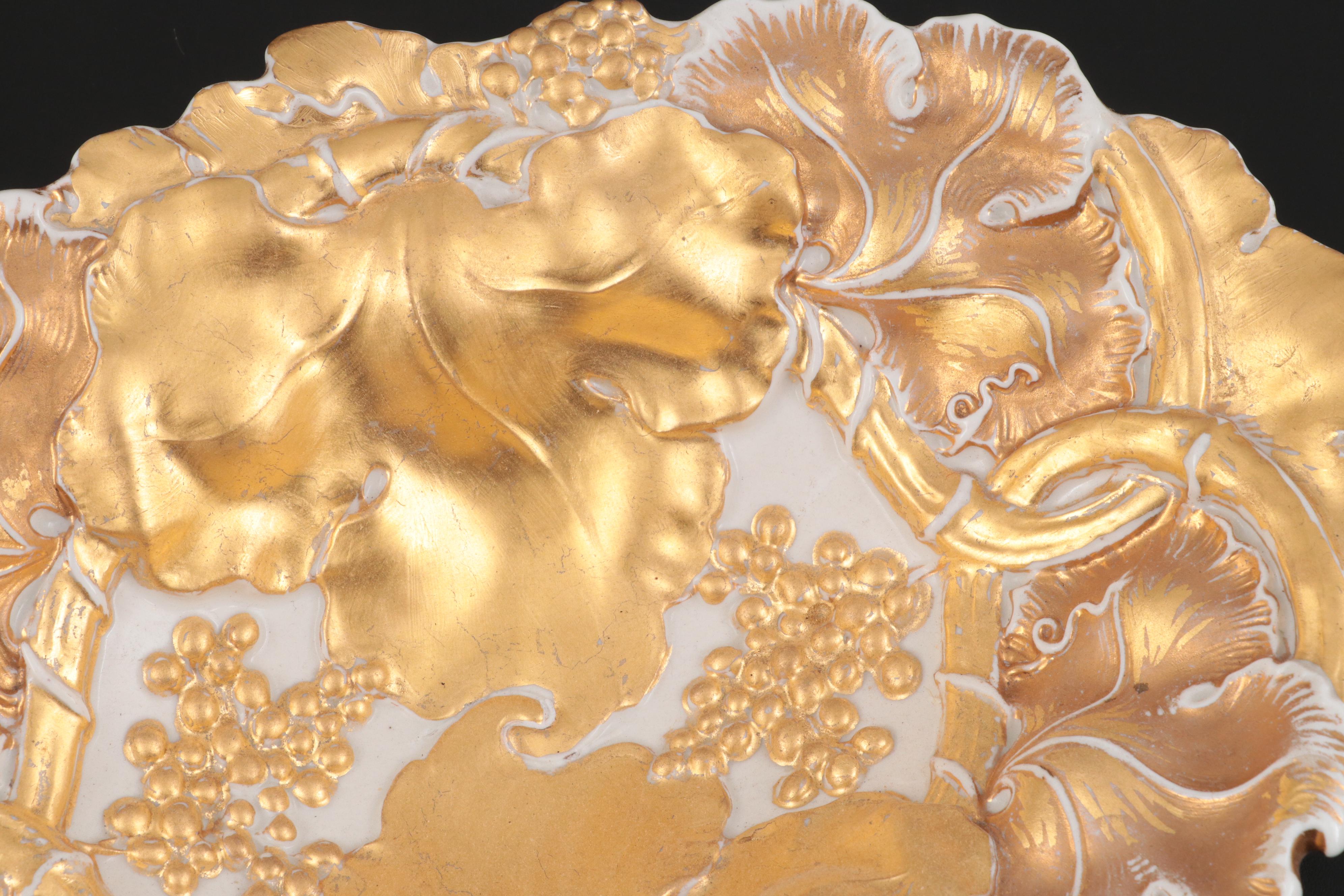 Meissen Gilt Molded Porcelain Oval Bowl, Late 19th/ Early 20th C.