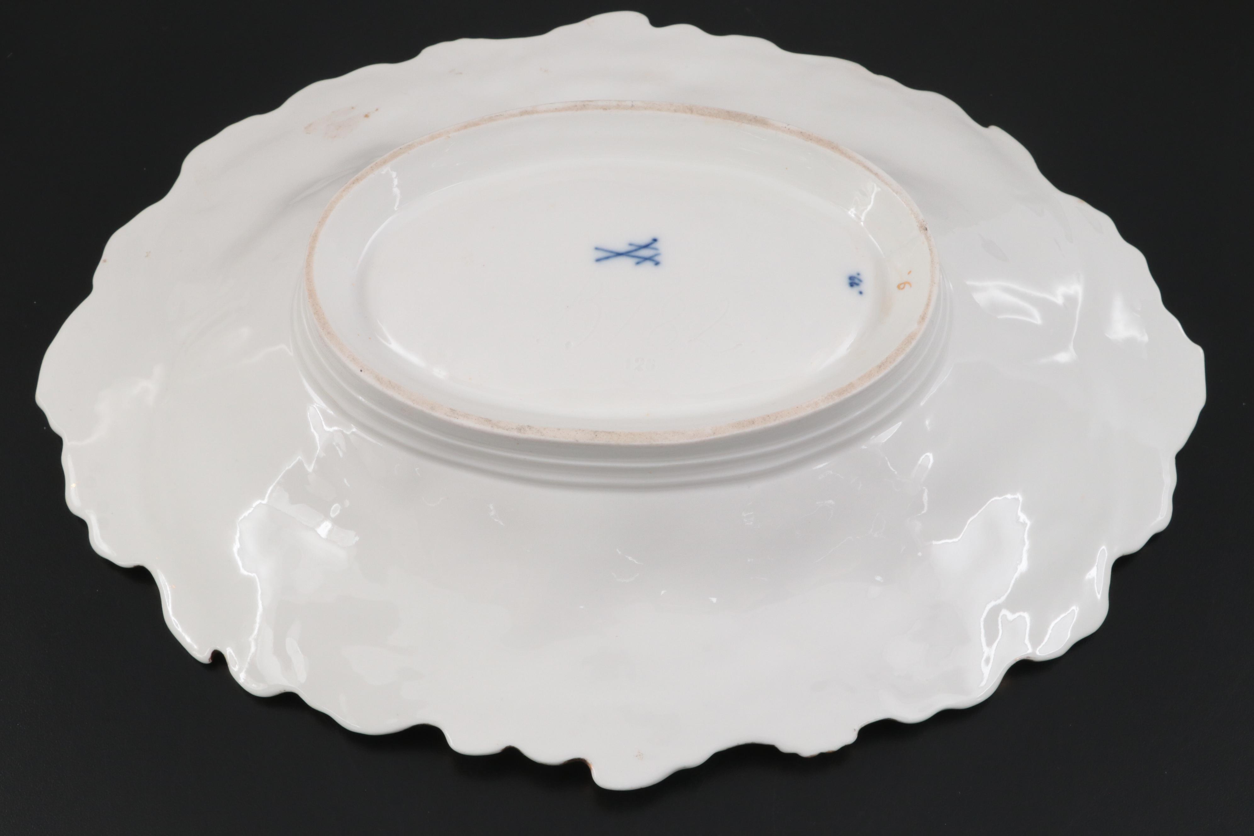 Meissen Gilt Molded Porcelain Oval Bowl, Late 19th/ Early 20th C.