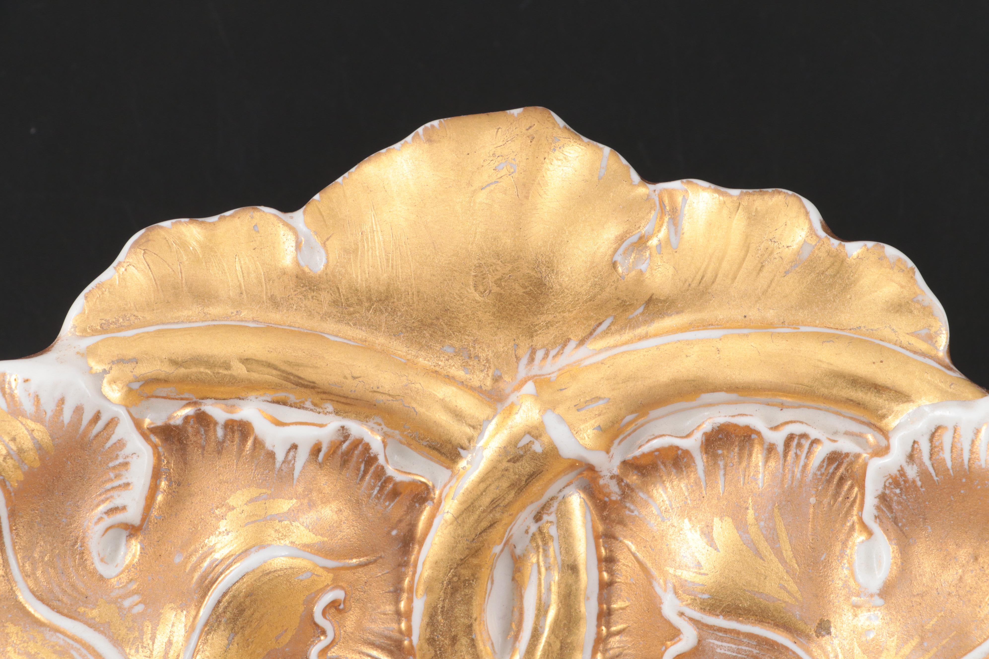 Meissen Gilt Molded Porcelain Oval Bowl, Late 19th/ Early 20th C.