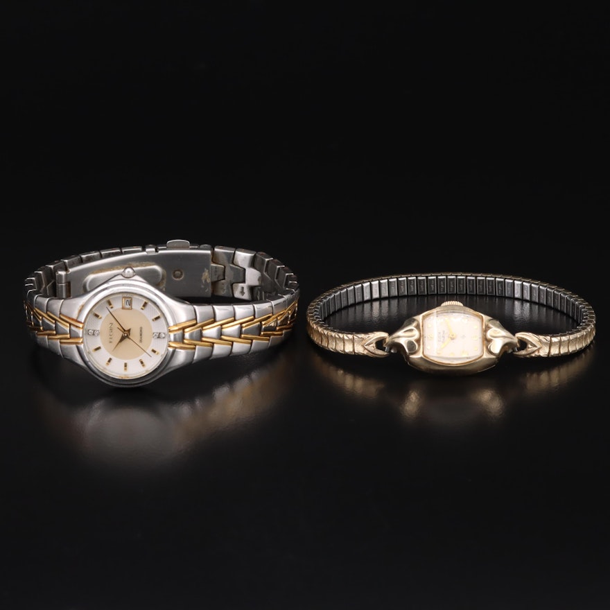 Elgin Hand-Wind and Diamond Dial Quartz Wristwatches