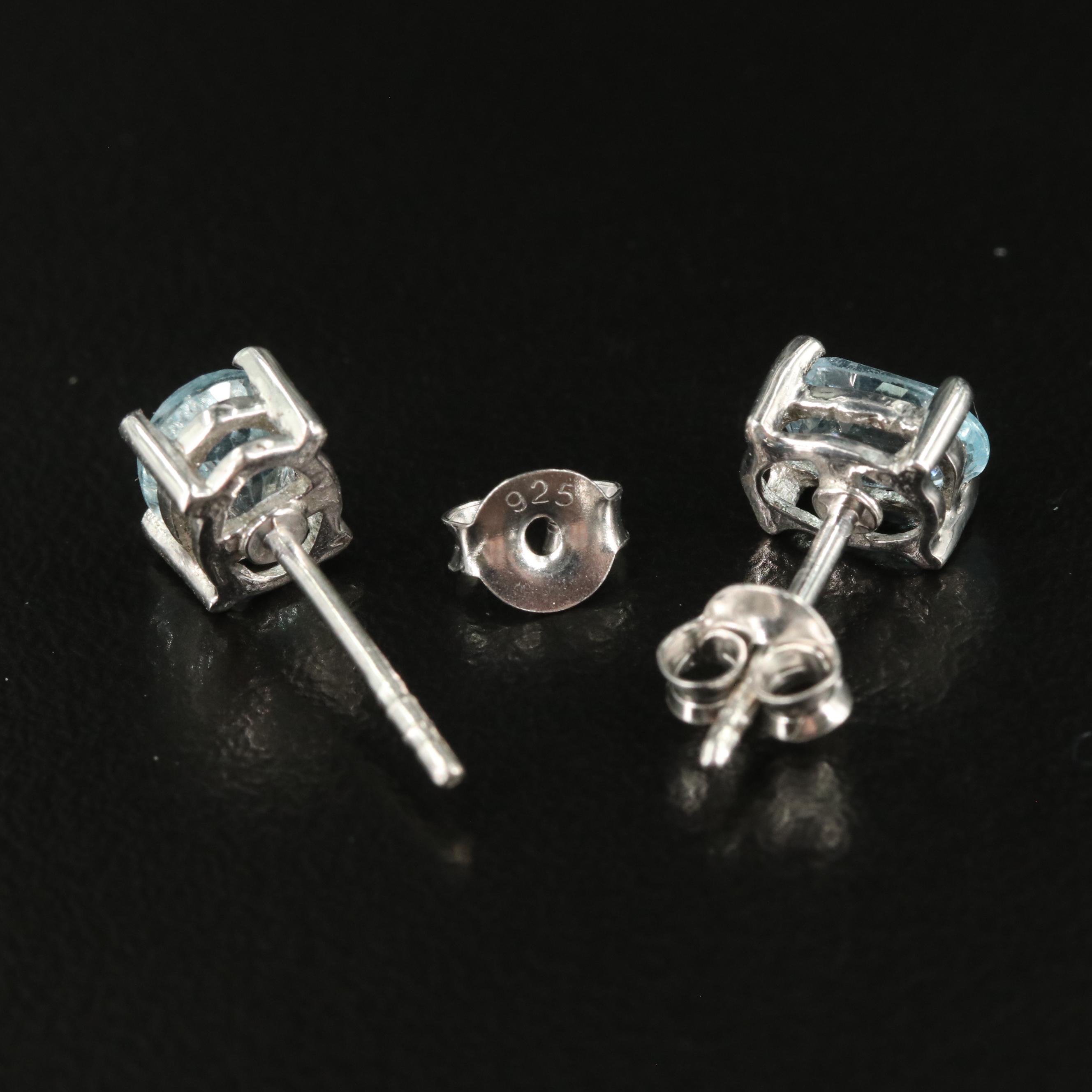 Sterling Blue Topaz Oval Stud Earrings