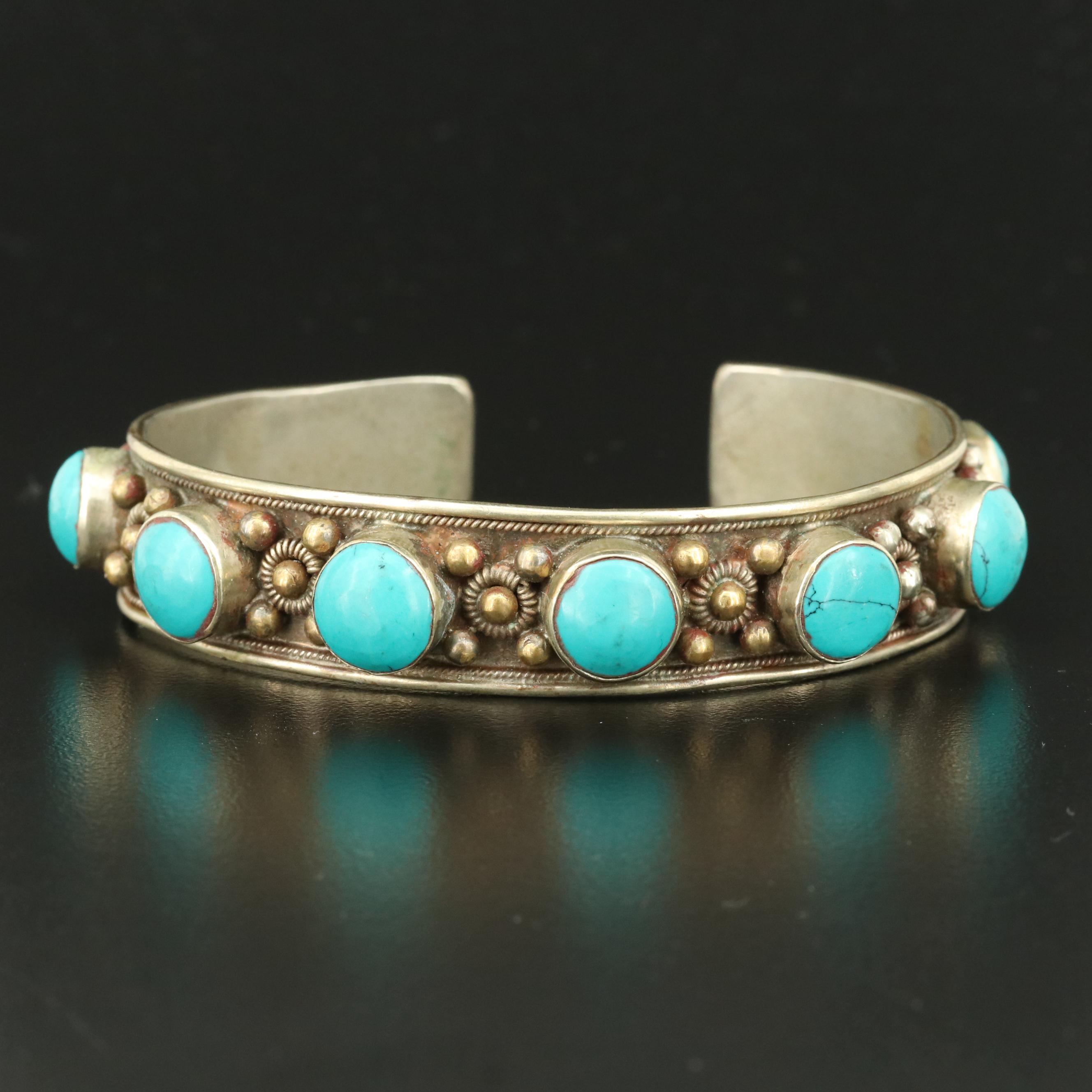 Turquoise and Cannetille Cuff