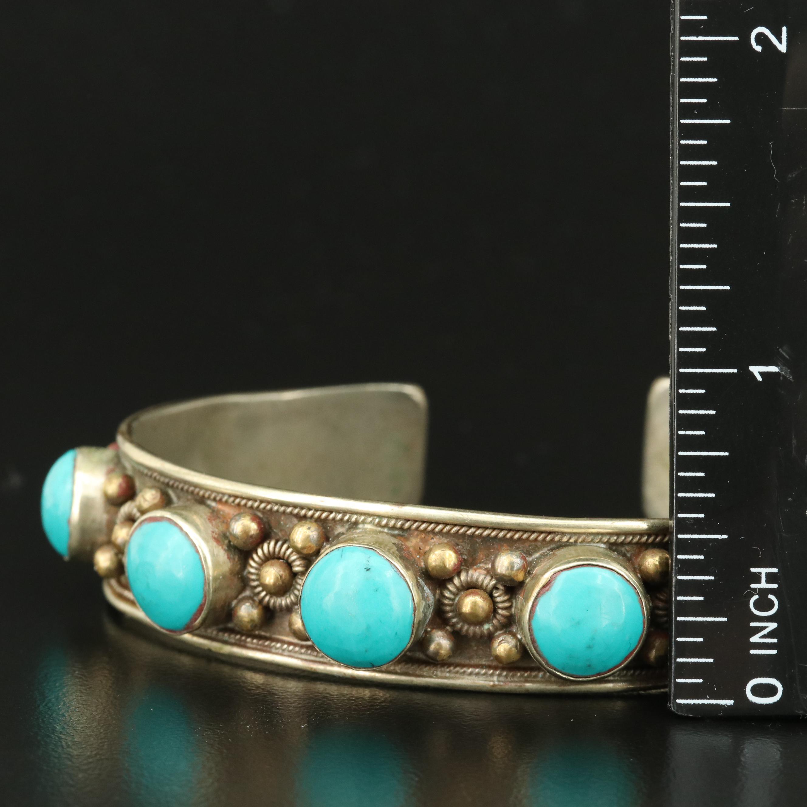 Turquoise and Cannetille Cuff