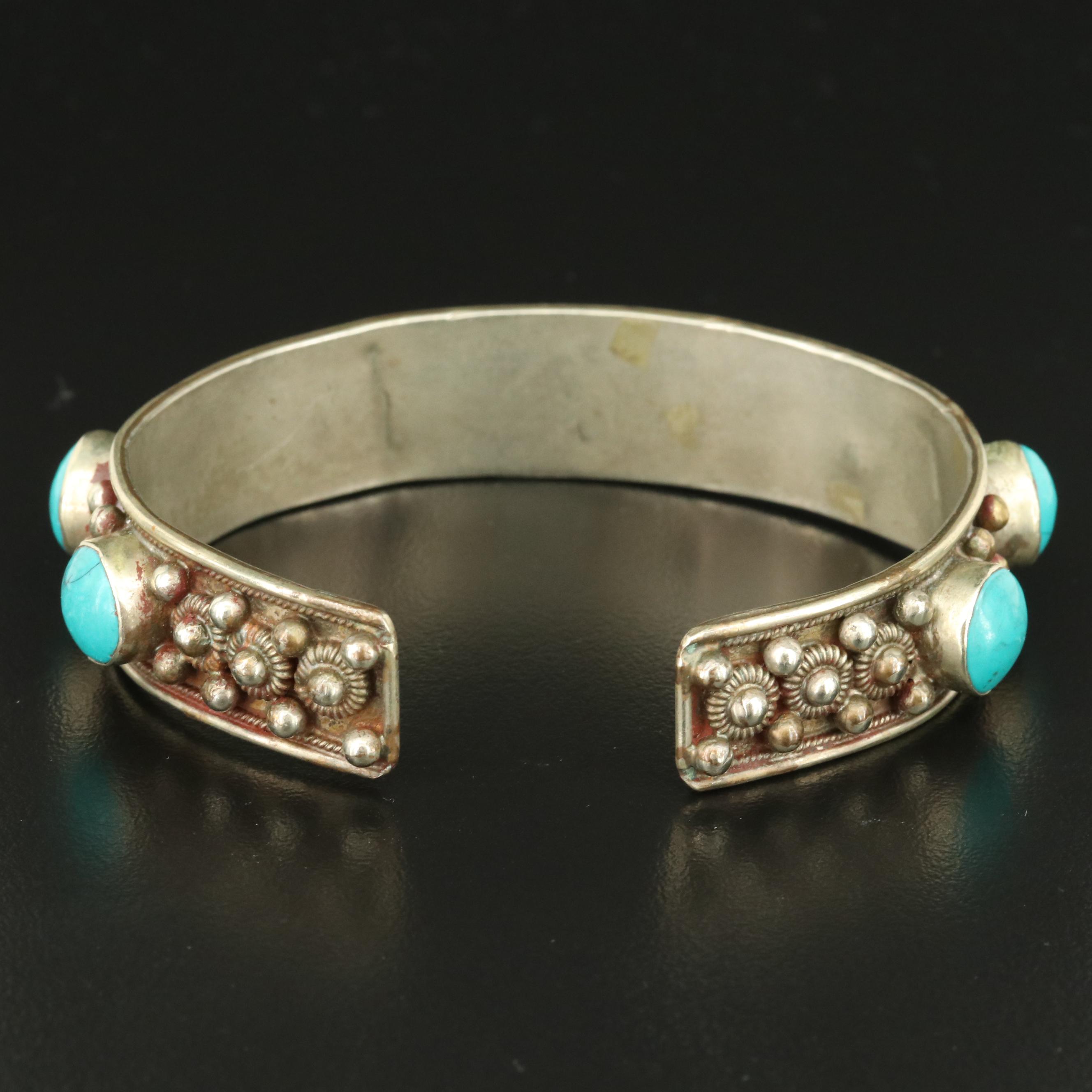 Turquoise and Cannetille Cuff