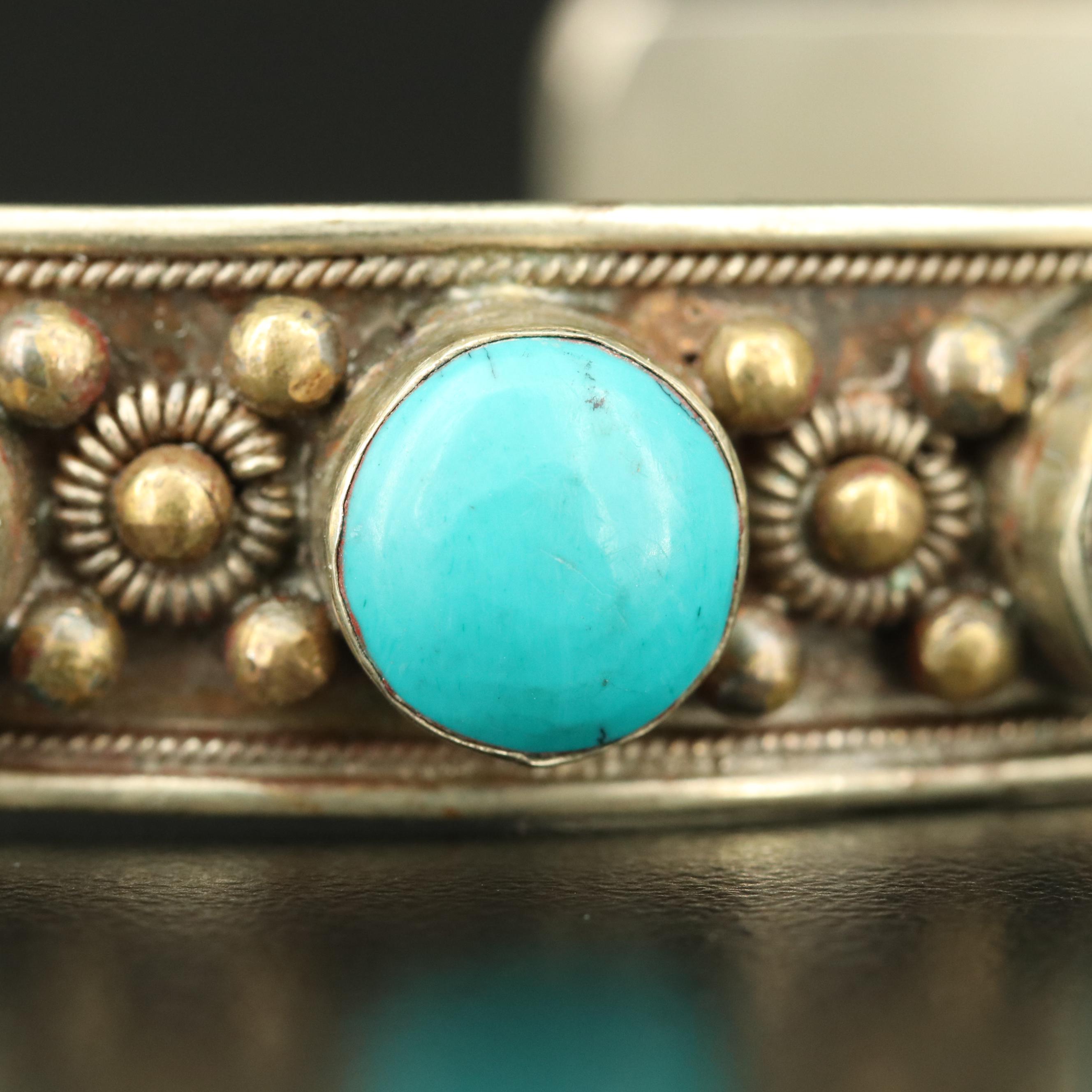 Turquoise and Cannetille Cuff