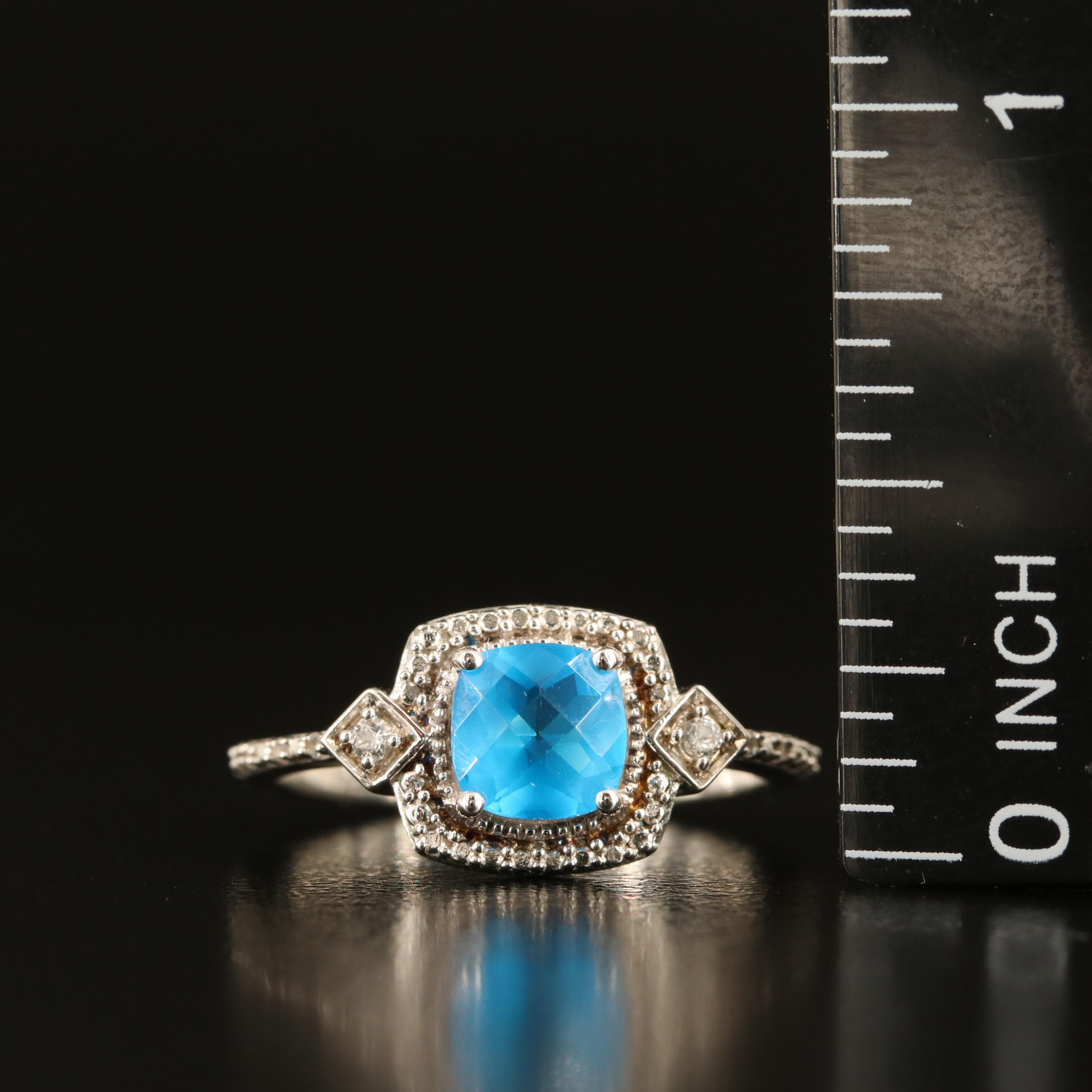 Sterling Glass and White Sapphire Ring