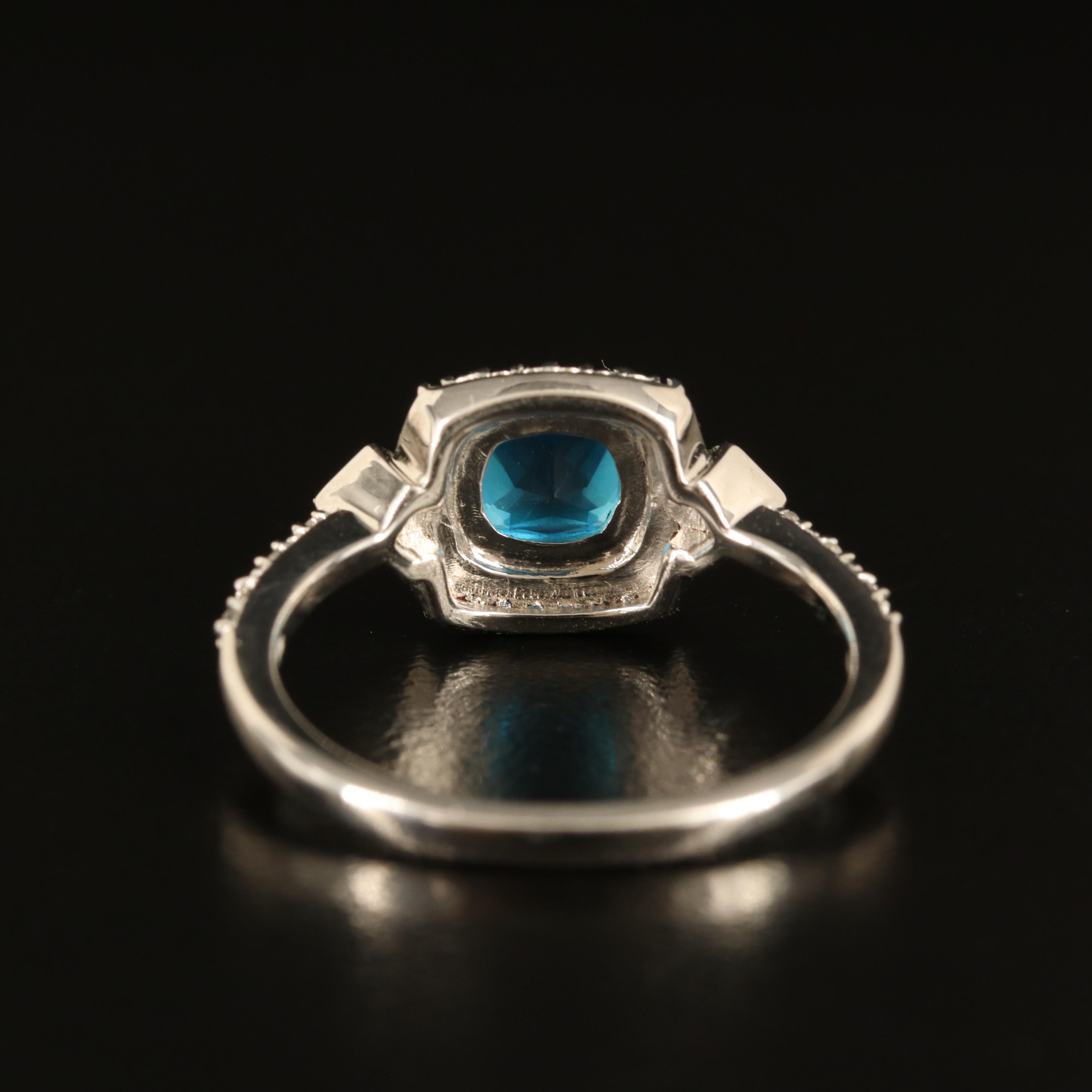 Sterling Glass and White Sapphire Ring