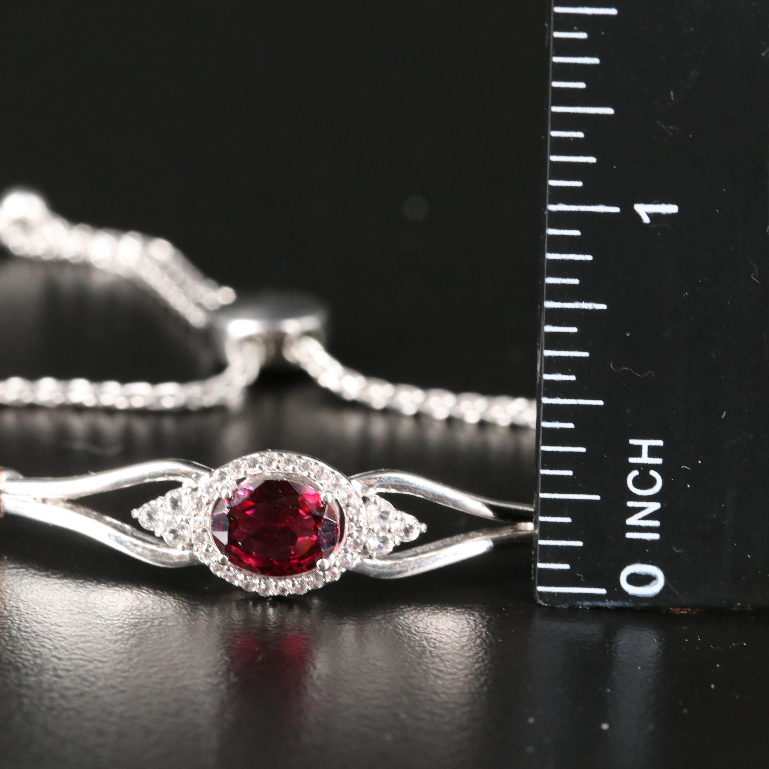 Sterling Garnet and Topaz Bracelet with 10K Rose Gold Accent