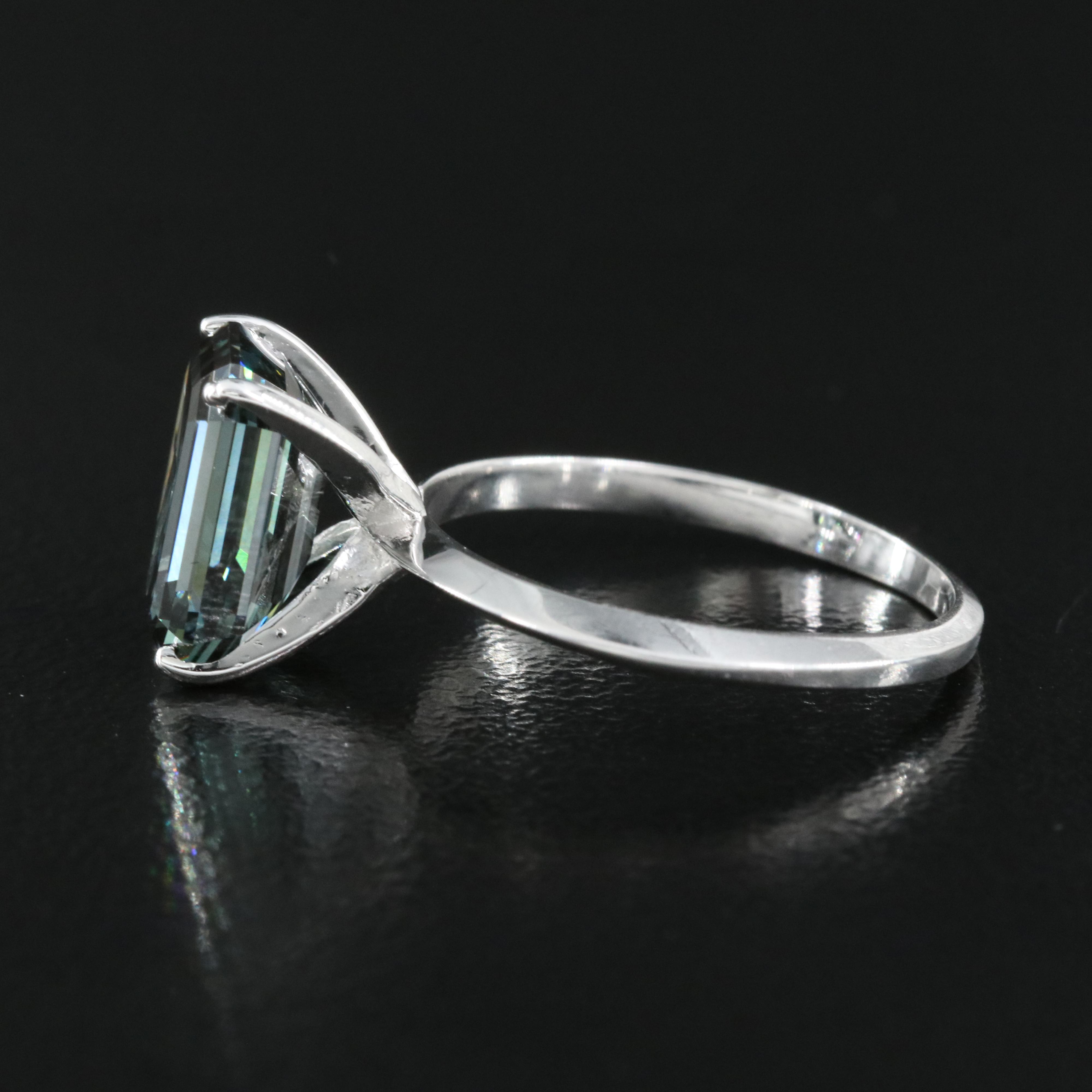 14K 2.66 CT Fancy Dark Bluish Green Diamond Solitaire Ring