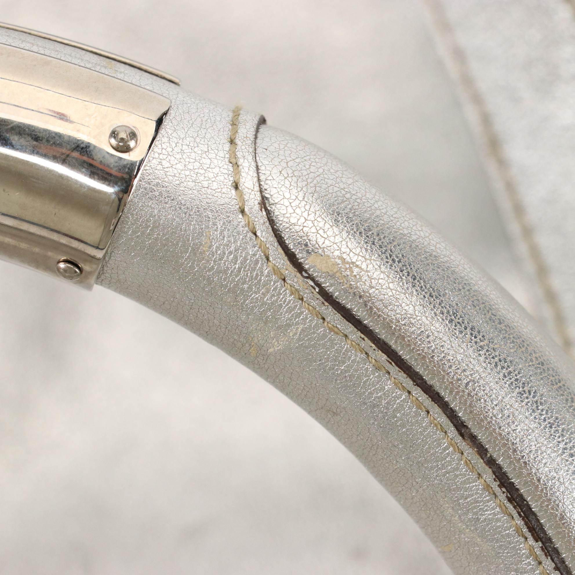 Gucci  Babouska Indy Two-Way Bag in Silver Metallic Leather with Bamboo Tassels